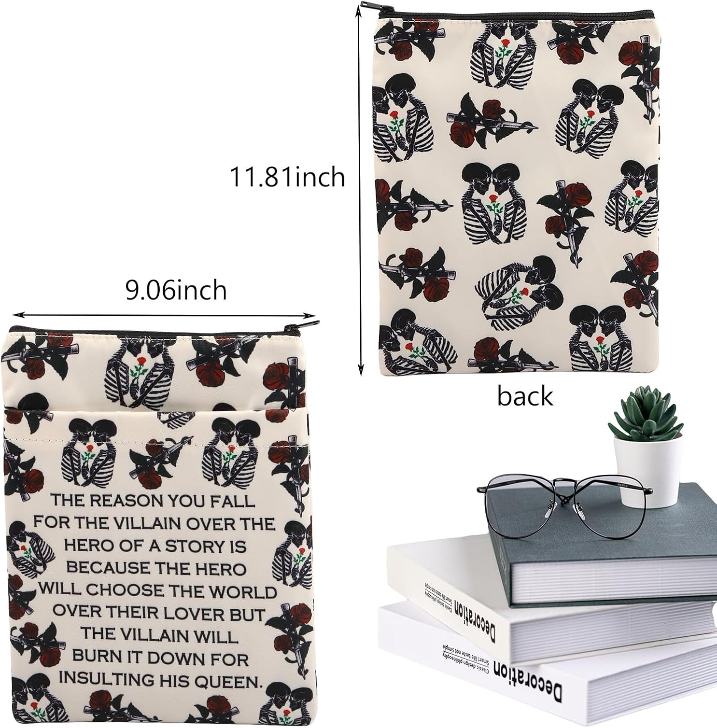 The Villain Skeleton Theme Dark Romance Book Sleeve Reader Gift Skeleton Lovers Gift Bookish Gift (Villain Skeleton-b)