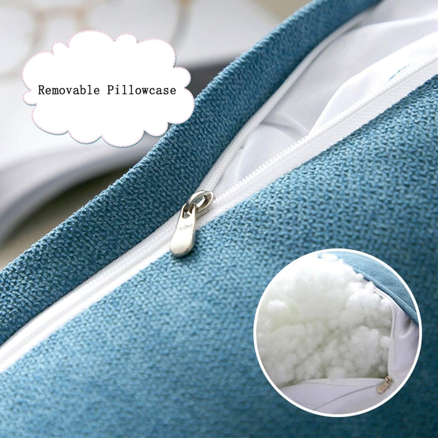Bed Pillow for Sitting Up, Headboard Cushion Reading Pillows for Sofa Bed Office Chair, Rest Cushion Adjustable Wedge Cushion Pillow, Provides Lumbar Support ( Color : Blue-1 , Size : 50x60x22cm )