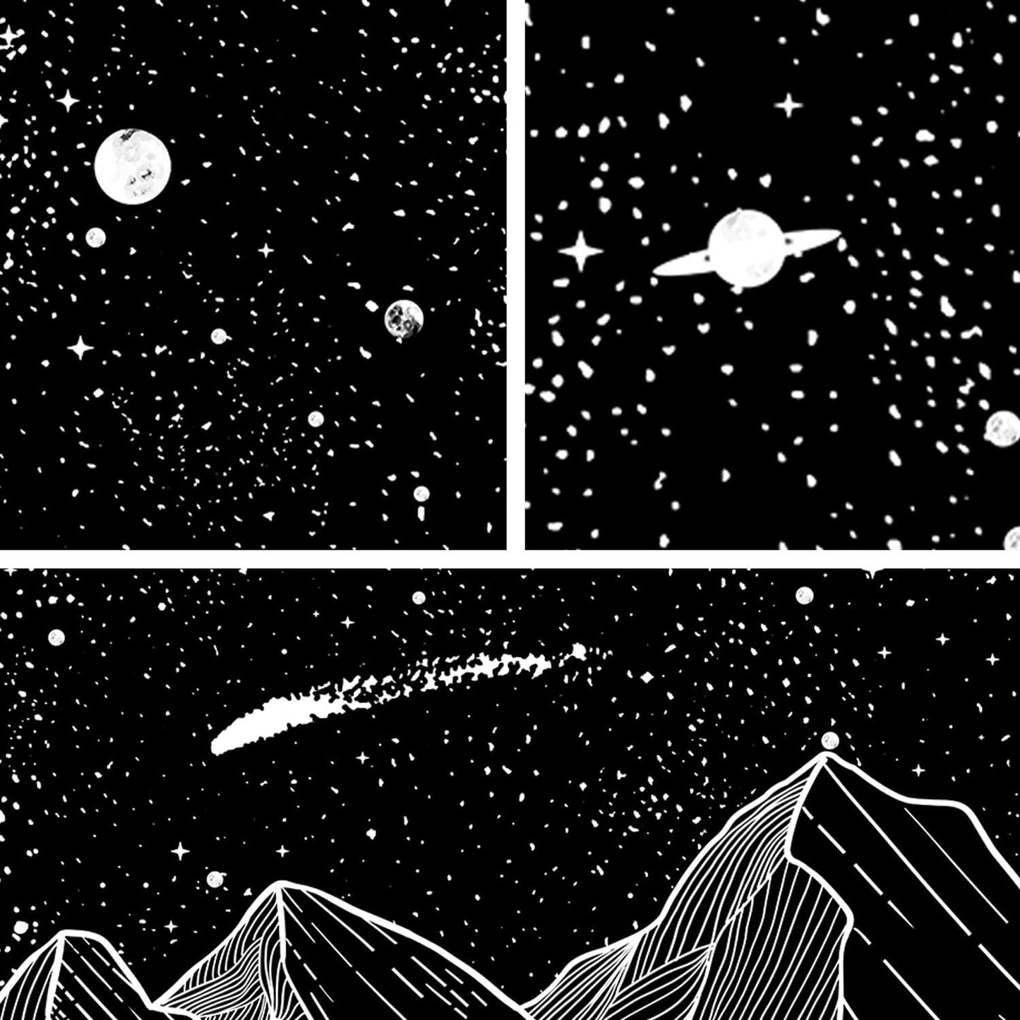 Zussun Black and White Tapestry Starry Night Mountain Tapestries for Bedroom Aesthetic Moon and Stars Tapastry's Wall Hanging Dark Nature Forest Wall Tapestry for Living Room Dorm (Dark, 80'' × 60'')