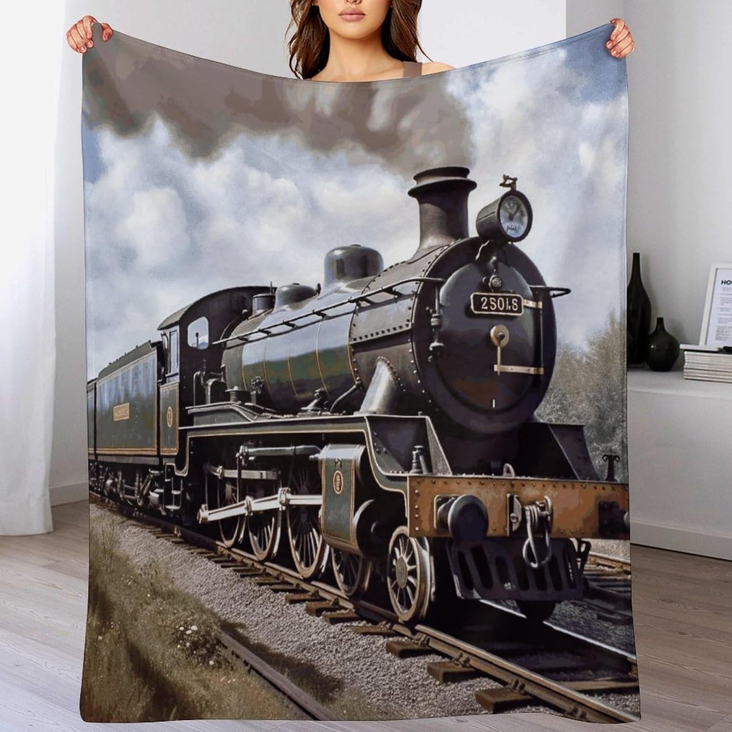 Steam Locomotive Train Blanket Super Soft Lightweight Throw Blanket Cute Cozy Warm Bed Blanket Decorative Fuzzy Blanket All-Season Home Decor Gift for Sofa Couch Living Room 60"*80"（150 * 200cm）
