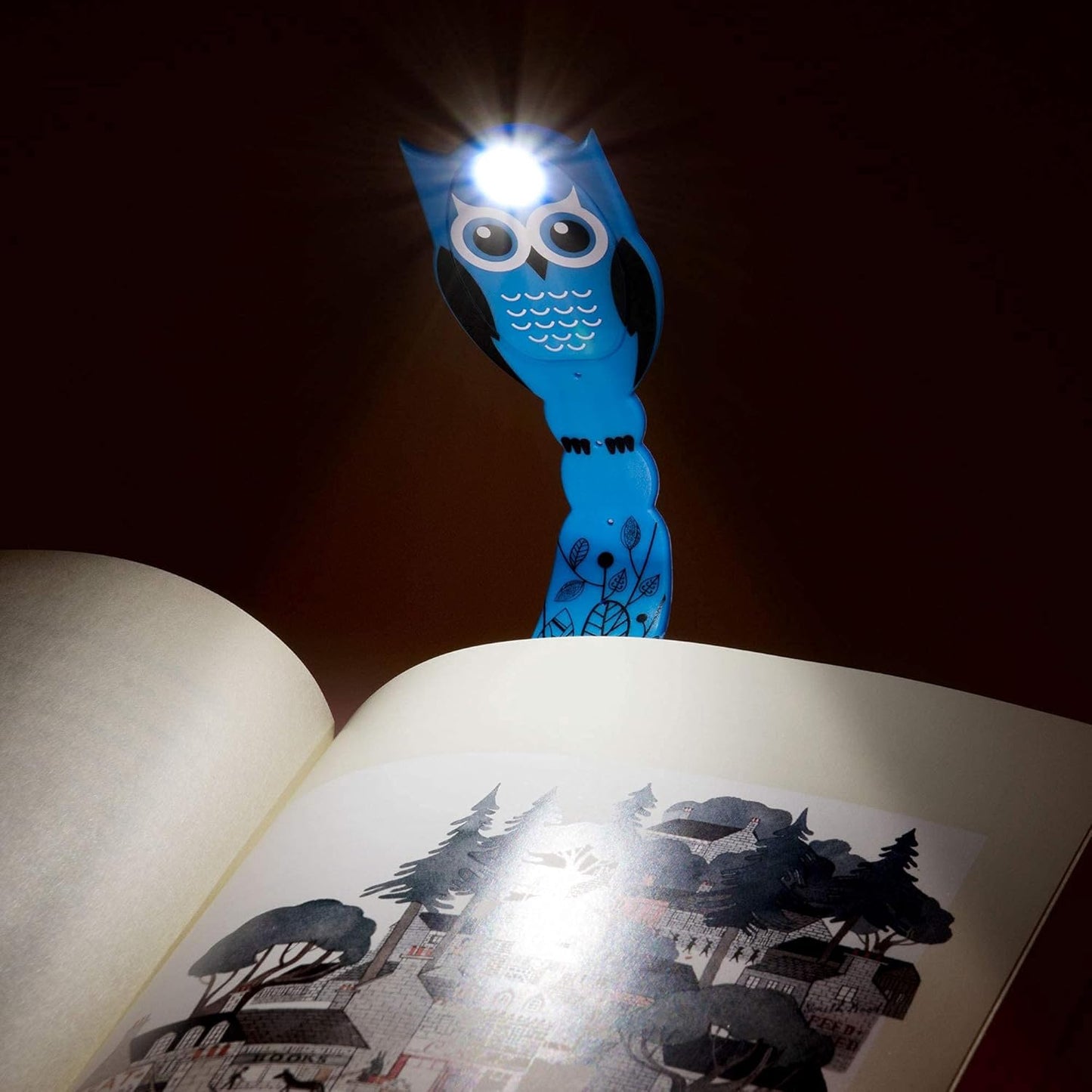 Gifts for Readers & Writers Book Light for Kids, Clip On Reading Light for Bed, 2in1 Flexilight Pals & Bookmark, Small & Lightweight with a Soft Glow, 2 Batteries Included, Owl