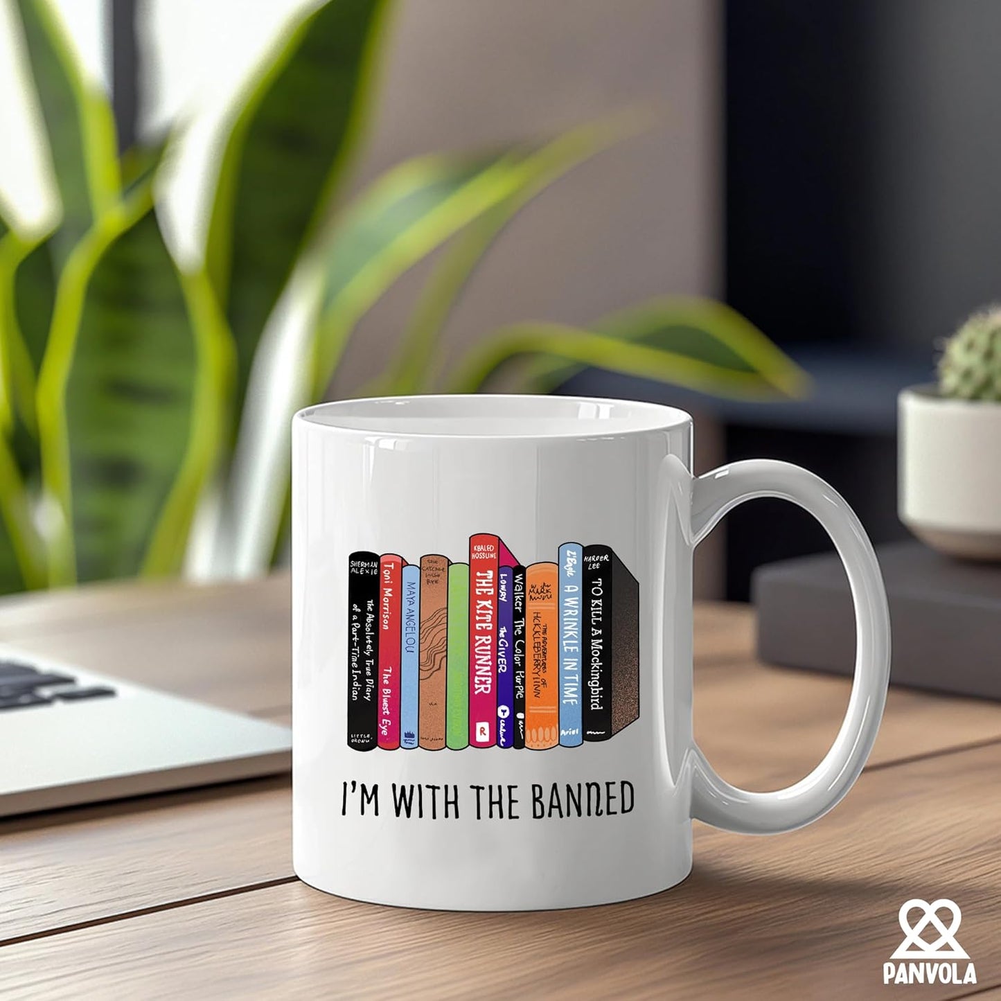 Panvola I’m With The Banned Book Lover Gifts Reader Librarian Reading Library Science Student Ceramic Mug 11oz White