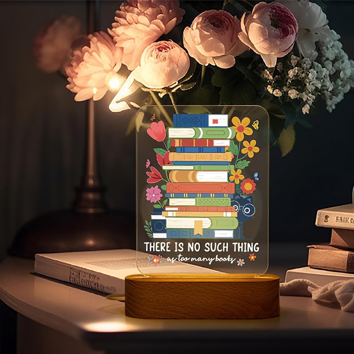 Bookish Gifts for Readers, Book Lovers Gift for Women LED Night Light, Unique Birthday Present for Reading Lovers Friends, Bookworms, Librarians, Women, Book Club Accessories - There Is No Such Thing