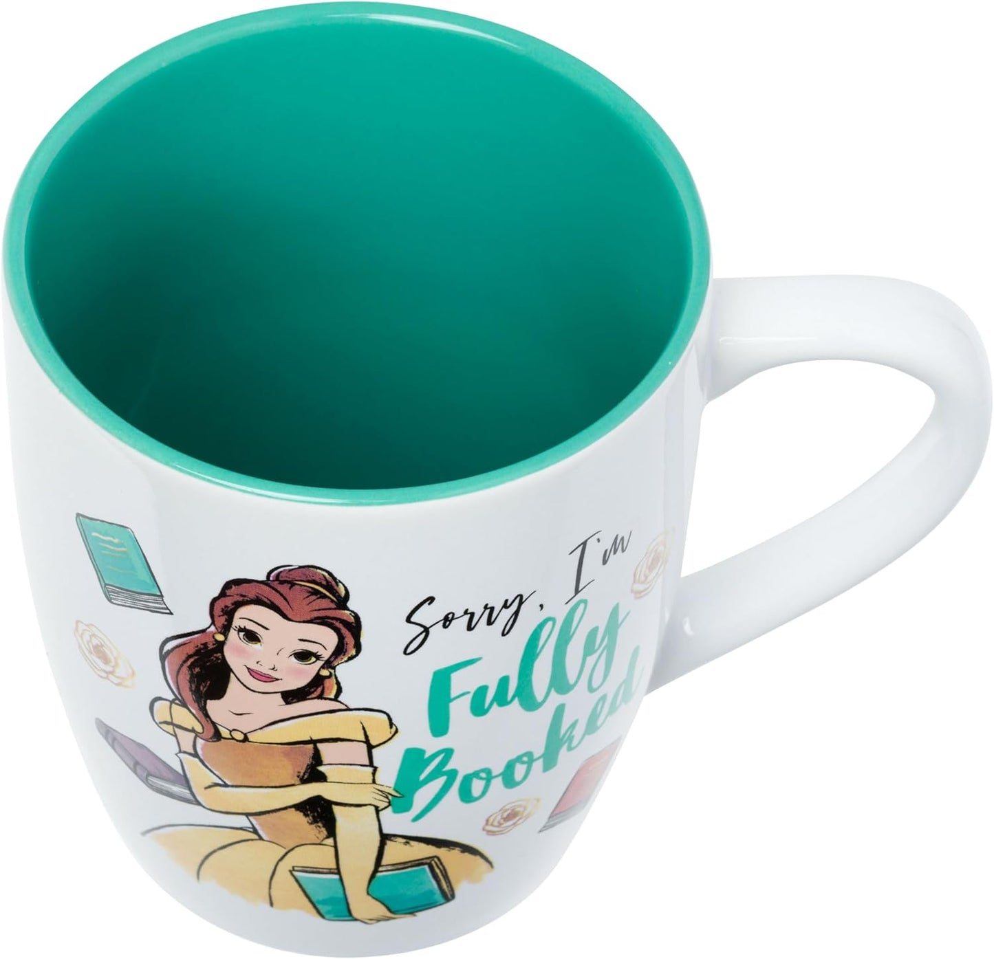 Silver Buffalo Disney Beauty and the Beast Featuring Princess Belle Sorry, I'm Fully Booked Jumbo Ceramic Mug, 25 Ounces