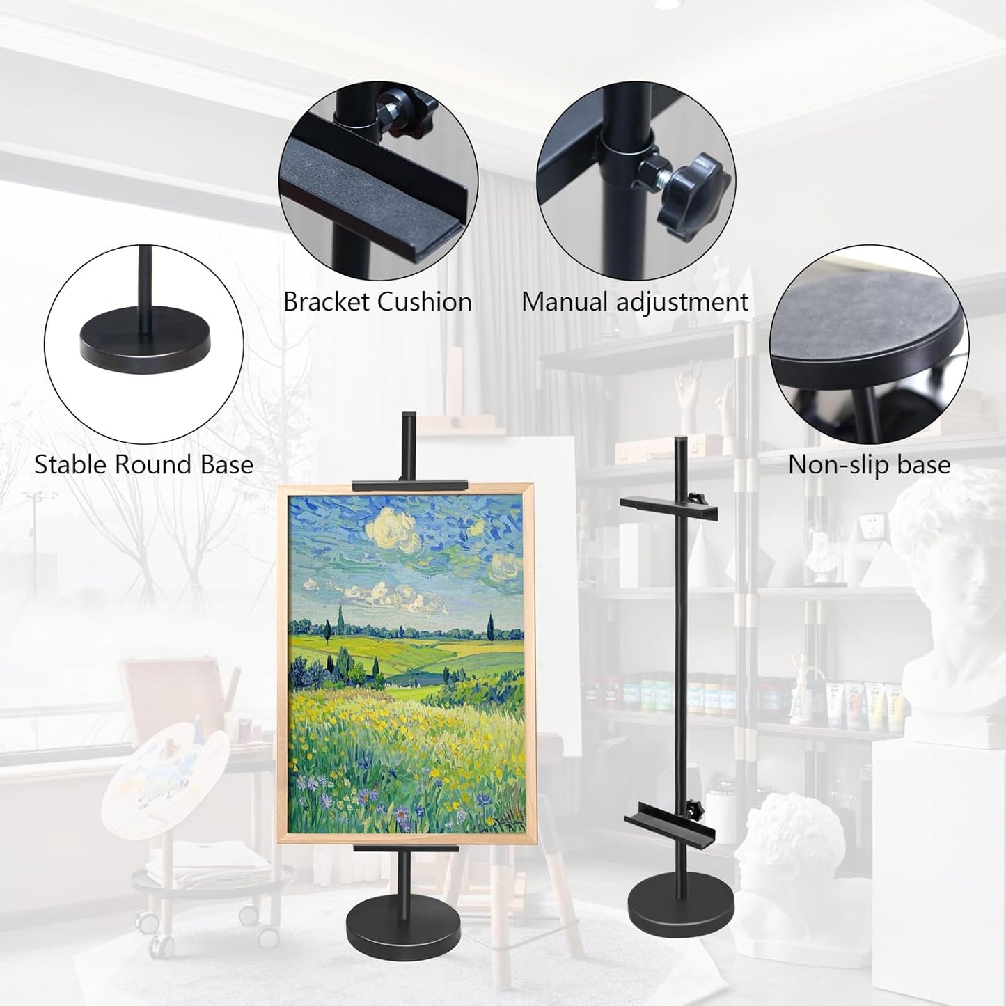 Adjustable Tabletop Easel Stand, Metal Easels for Display, Picture Frame Stand with Heavy Duty Round Base & Non-slip Pads, for Picture, Artwork, Photos,Signs (30in)