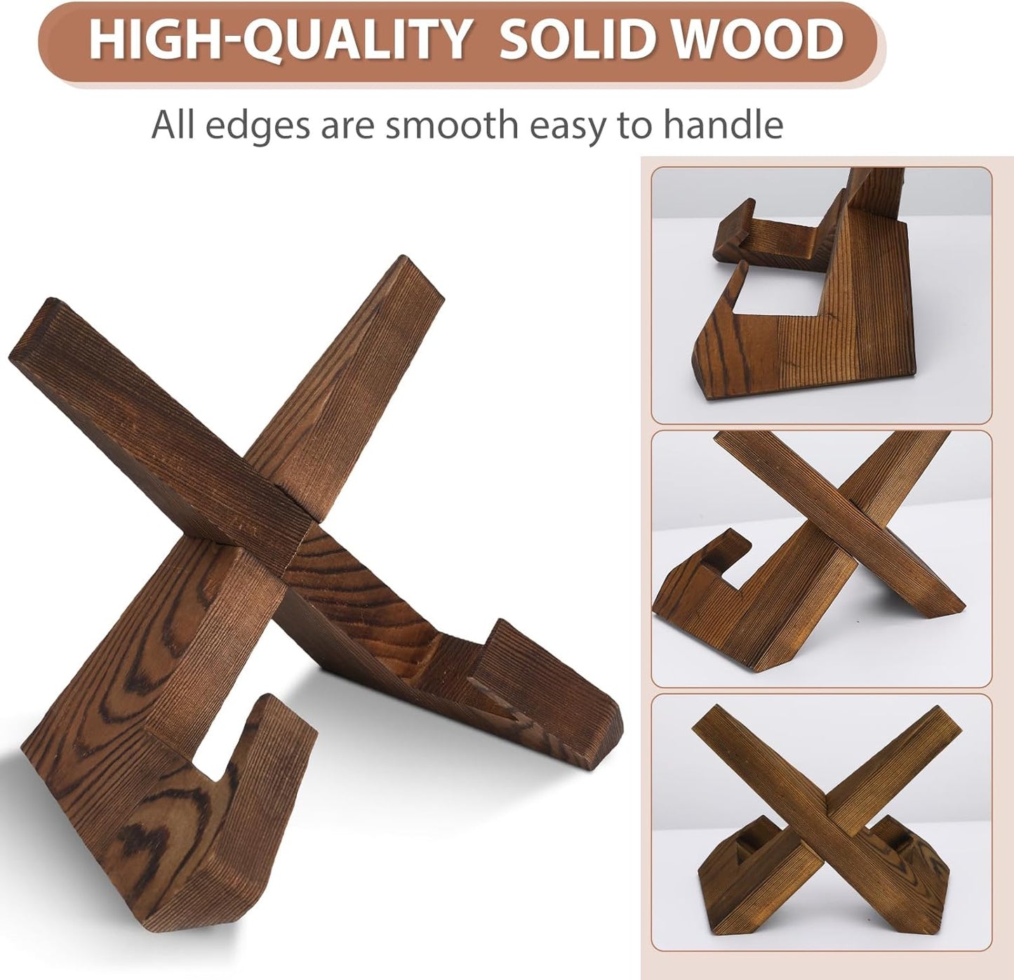 Wooden Cookbook Display Stand Holder - Adjustable, Foldable, Rustic Wood Design, Great for Kitchen Countertops, Tablets, Recipe Books, and Photos, Perfect Gift for Home Chefs and Cooking Lovers