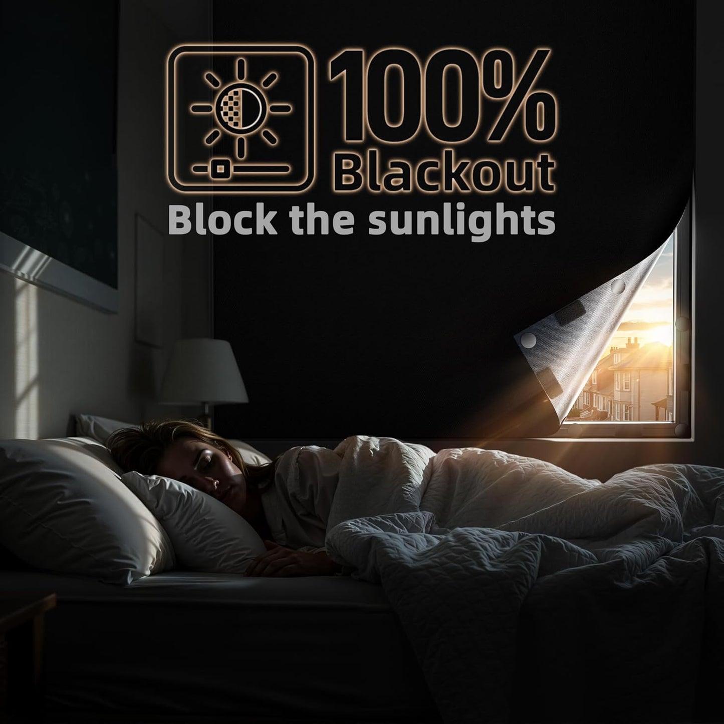 Magnetic Blackout Window Cover 70" x 58" Portable Blackout Curtains for Bedroom, Temporary Black Out Shades Window Privacy Film No Drill Black Out Blinds for Baby Nursery Travel Skylight - Blacks