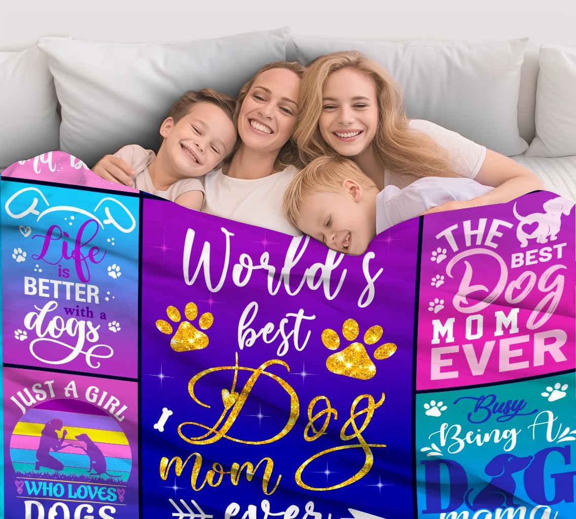 Dog Mom Gifts for Women,Mothers Day Dog Mom Blanket Gifts for Dog Lovers for Women,Throw Blankets for Dog Moms Birthday Gifts for Bed Couch 50”X40”