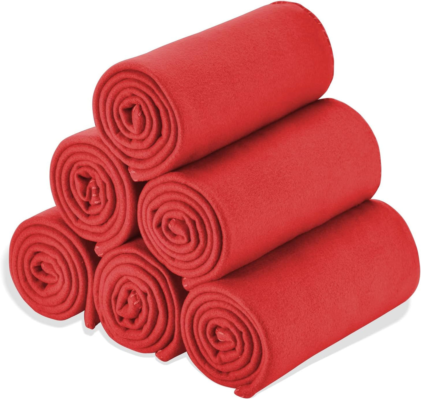 Fleece Throw Blanket 50x60 Bulk Pack of 6 Red