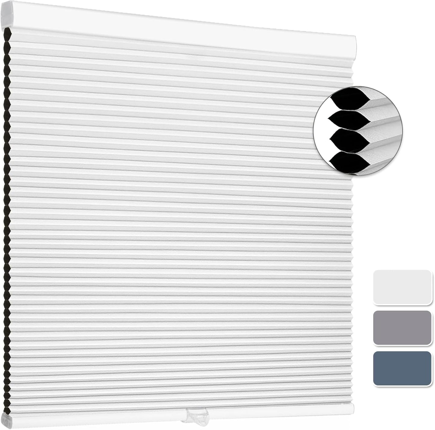 Cellular Shades Cordless Blackout Blinds Honeycomb Window Shades for Bedroom, Blinds for Window and Door, Home and Office, White, 35" W x 72" H SUNFREE