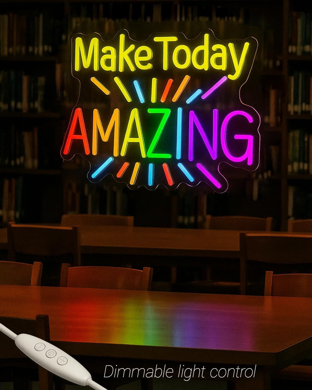 Make Today Amazing Neon Sign for Classroom Decor, Motivational Wall Light LED Sign, USB Powered Bedroom Study Decor, Birthday Gift for Children & Students