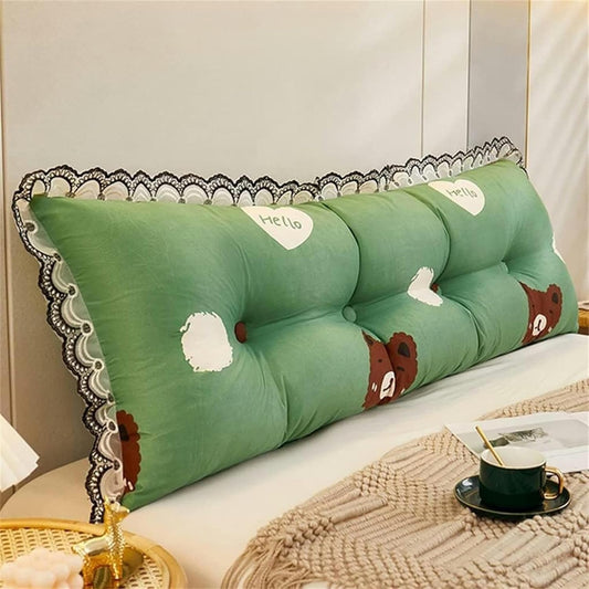Large Reading Wedge Pillow, Removable Twin Full Queen Daybed Bunk Bed Rest Headboard Cushion Bolster Cushion Bed Rest Pillows(Green,120 * 50cm)