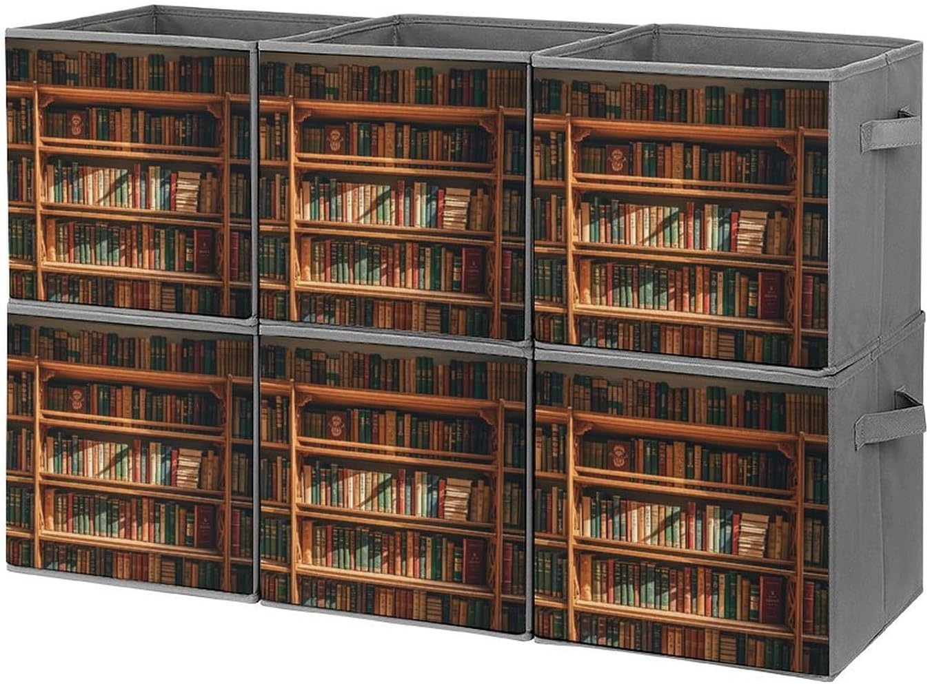 Old Bookshelf Foldable Storage Box with Handles, Durable Oxford Storage Cubes, 6PCS Collapsible Closet Organizer for Home, Shelf, Office, Travel