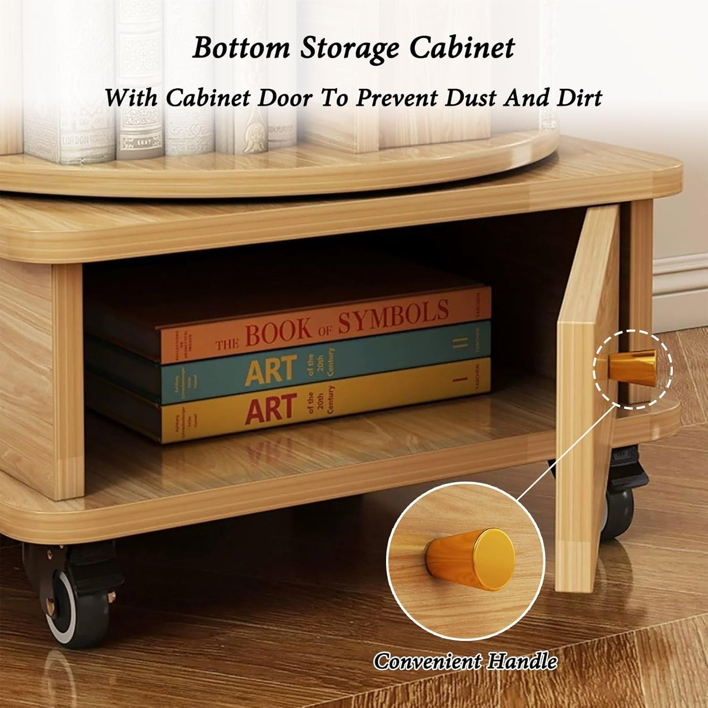 5 Tier Rotating Bookshelf 360 Display With Wheels Spinning Bookshelf Tower For Adult Floor Standing Bookcase Dtorage Rack With Drawer Circular Bookshelf Rotating For Living Room Study Room Office