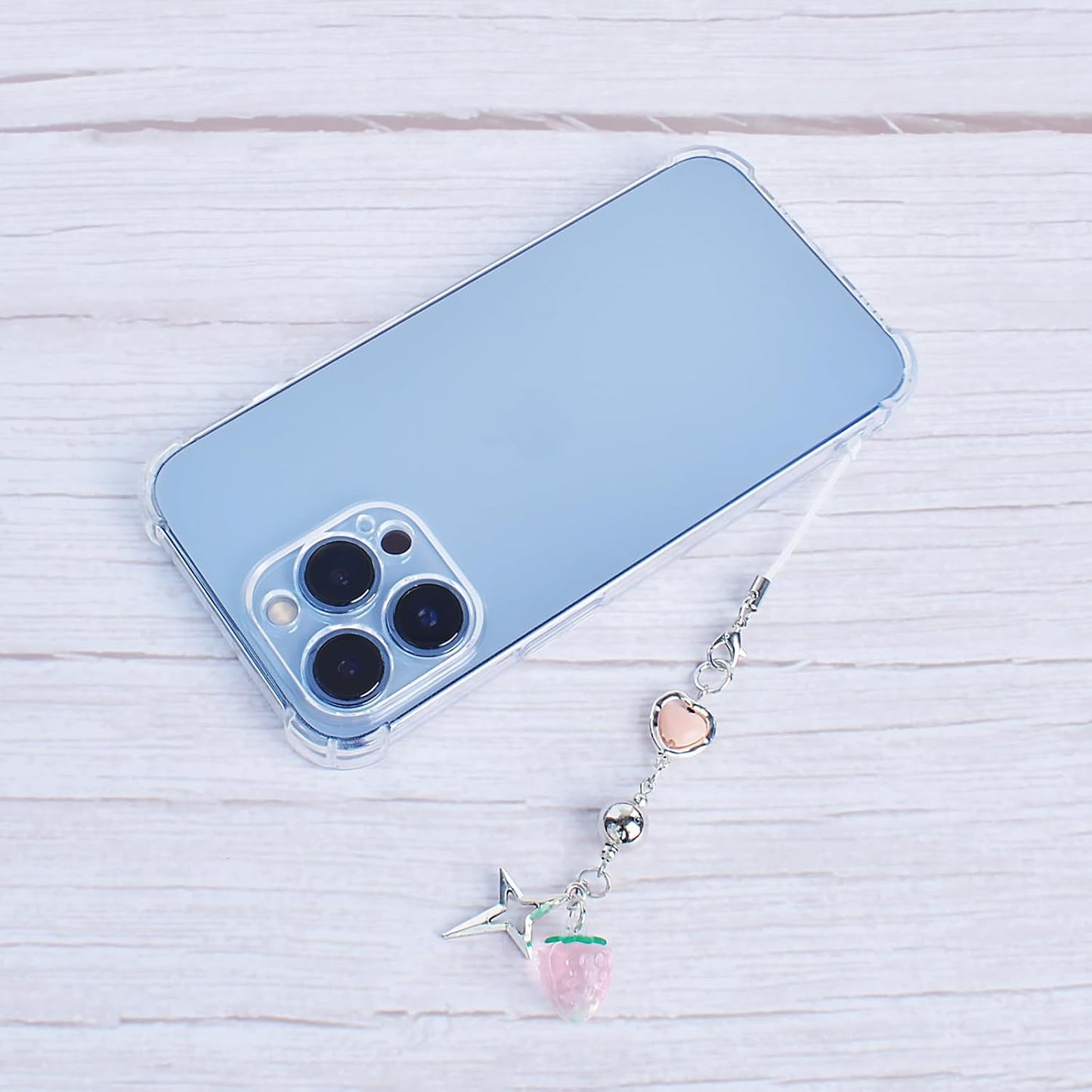 1-4PCS Cute Phone Charms Aesthetic Y2K Cellphone Charms Strap Pink Strawberry Butterfly Star Charm Y2K Accessories for Phone Bag Keychain Airpods Camera Pendants Decor