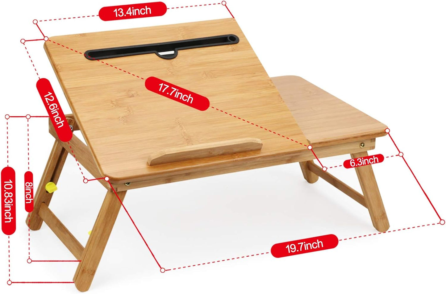 Lap Desk Bamboo Bed Tray Table Fits up to 17.7 Inch Foldable Laptop Desk for Breakfast Homework Study Reading Eating Food Tray Table