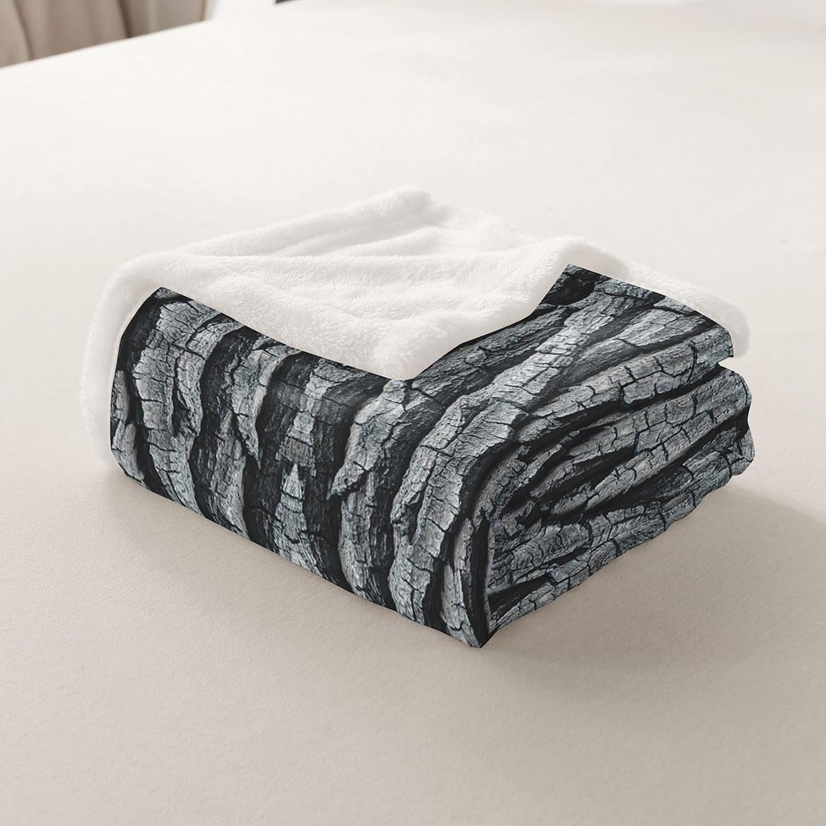 Feelyou Camouflage Sherpa Throw Blanket for Couch Dark Gray Tree Branch Camo Super Soft Cozy Fleece Botanical Blanket for Winter, Plush Throw Rustic Cabin Country Baby 30"x40" Nature Theme All Season