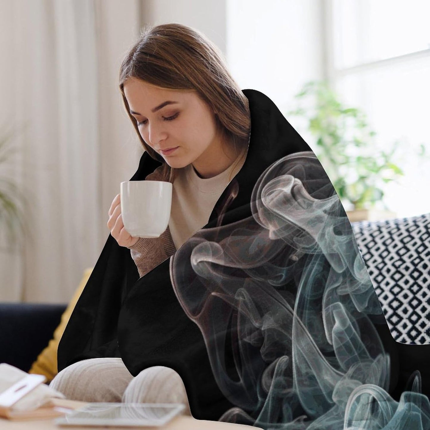 Psychedelic Smoke Blanket Super Soft Lightweight Throw Blanket Cute Cozy Warm Bed Blanket Decorative Fuzzy Blanket All-Season Home Decor Gift for Sofa Couch Living Room 40"*50" （100 * 130cm）