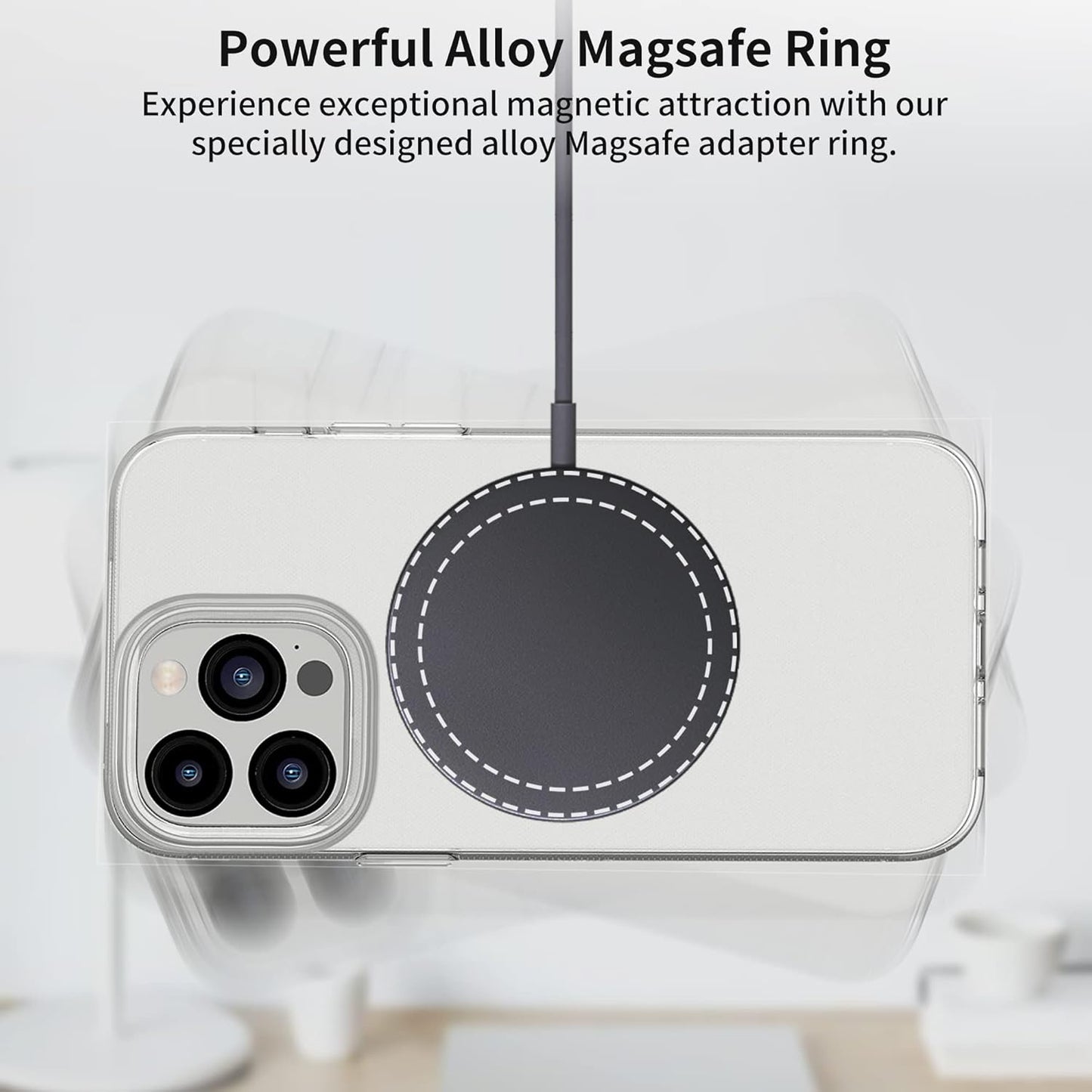 Universal Metal Rings Compatible with Magsafe Sticker,Magnetic Ring for Phone Cases & Wireless Charging, 6 Pack (2 Black,2 White & 2 Silver)