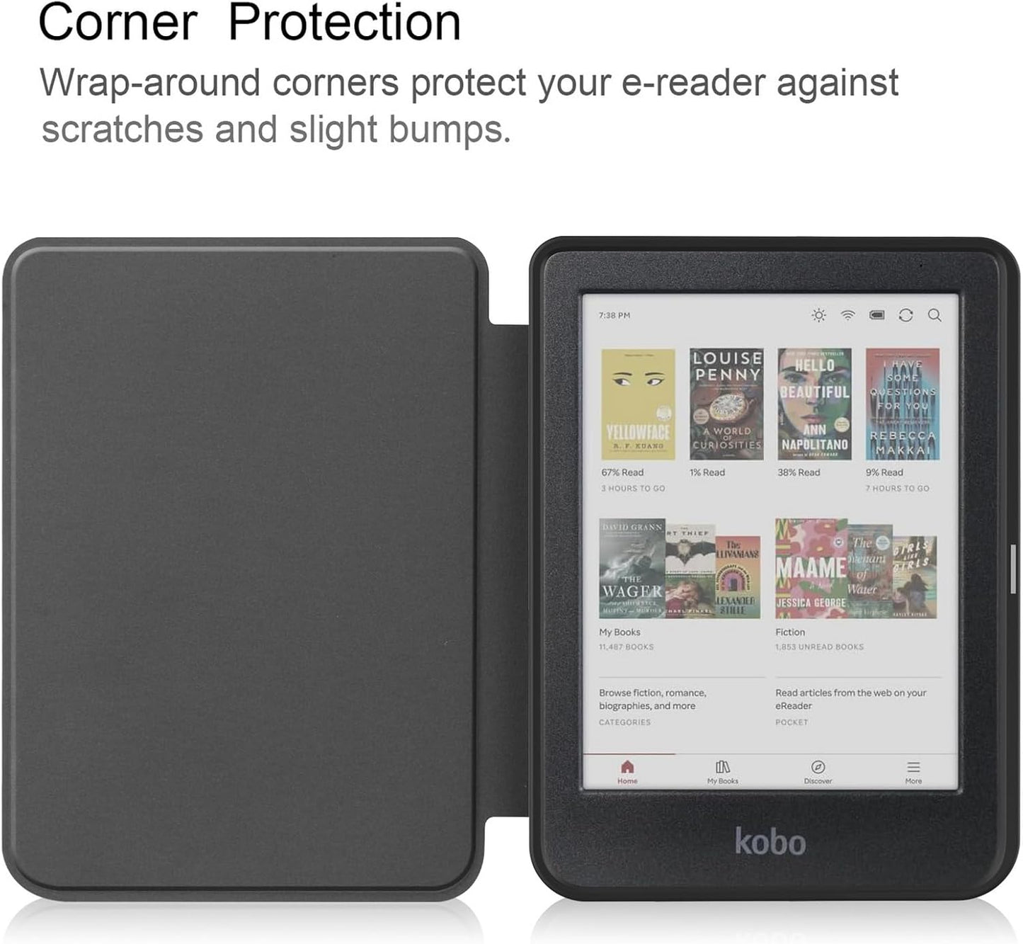 Case for Kobo Clara Colour 6.0 inch 2024 Released, with Auto Sleep/Wake, Soft TPU Matte Back Cover, Slim Lightweight Shell Protective Smart Cover for Kobo Clara BW 6” Case -Black