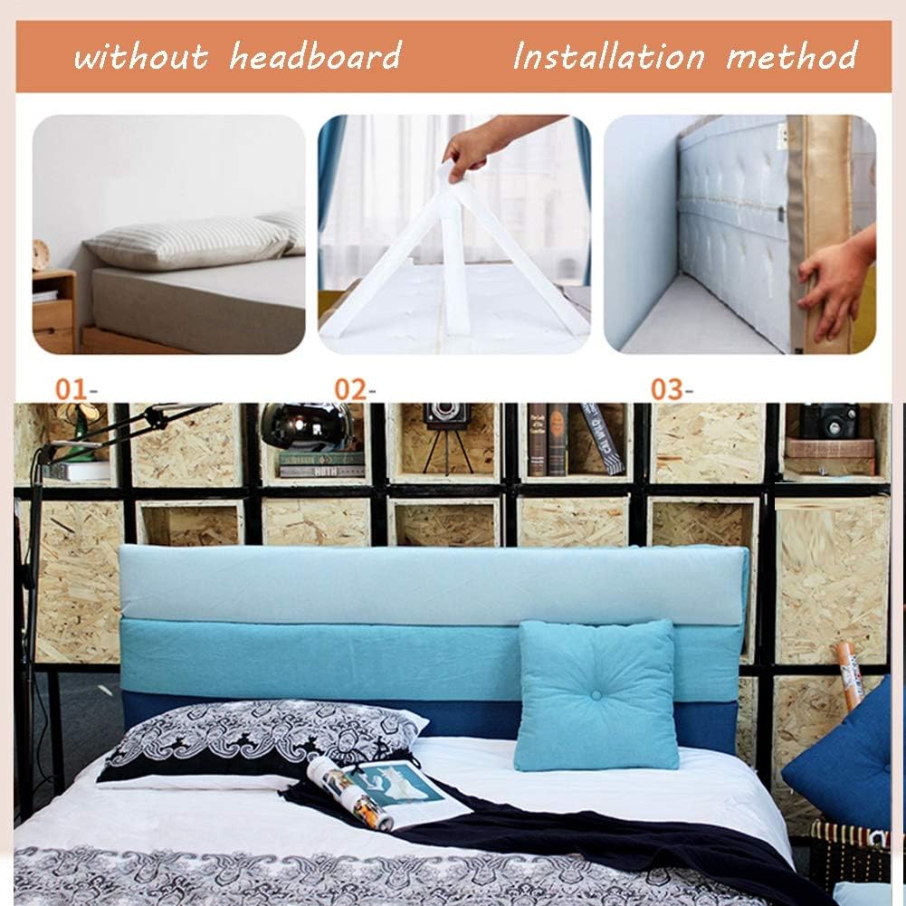 Bed Backrest Cushion Large Upholstered Headboard Bedside Backrest Support Wedge Reading Pillow Cushion with Removable and Washable Cover 5 Colours 8 Sizes (Color : E Size : 90 x 50 cm) (D200 x 50 cm)