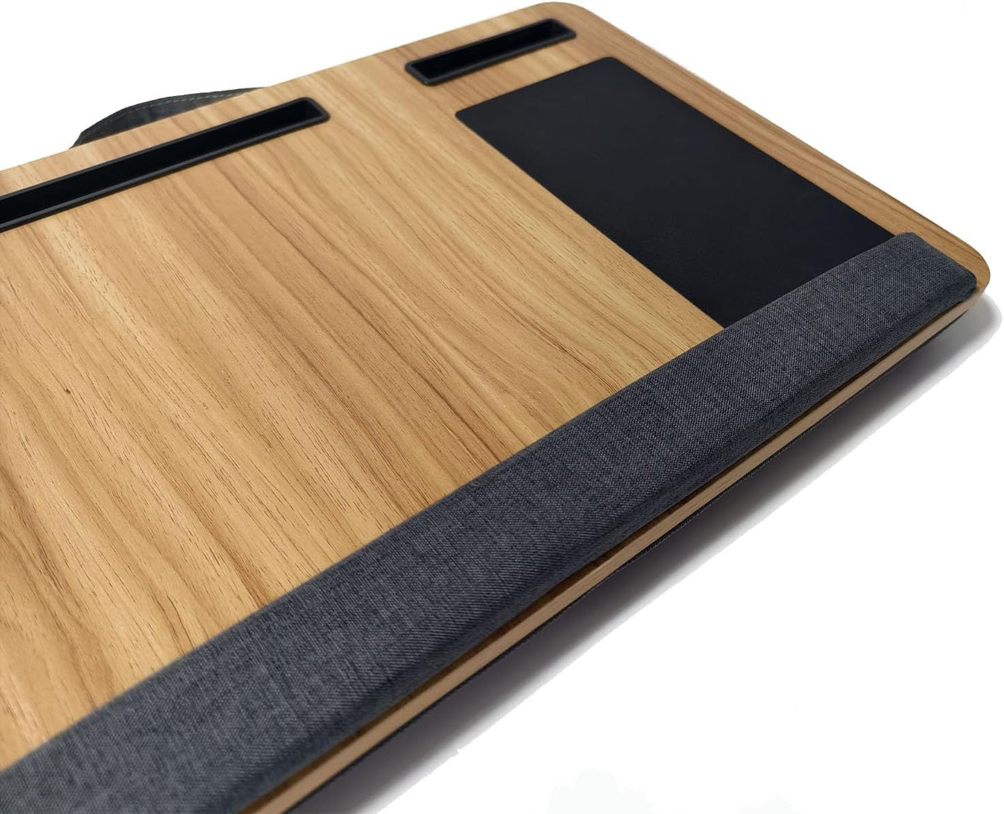 Wooden Lap Desk with Cushion,Work from Home Solution, Lightweight, Fits up to 17 inches Laptop,Lightweight Stand with Soft Wrist Pad,Laptop Pad for Couch