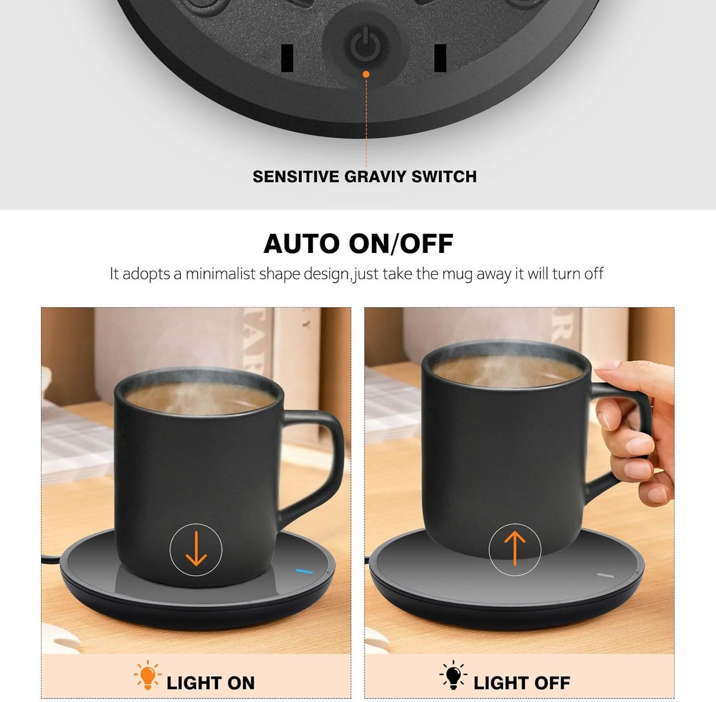 Jisile Candle Warmer, Coffee Mug Warmer, Coffee Cup Warmer with Pressure-Induced Auto ON/Off, Beverage Warmer Plate for Milk Tea, Coffee Accessories for Home Office Desk
