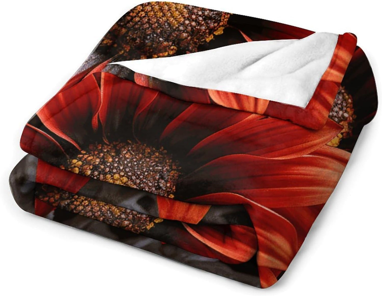 Custom Flannel Fleece Throw Blanket for Adults 40x50 Lightweight Red Sunflower Bedtime Blanket Soft Warm Blankets for Bed Couch Sofa Camping Picnic Wedding Gift Winter Home Decoration