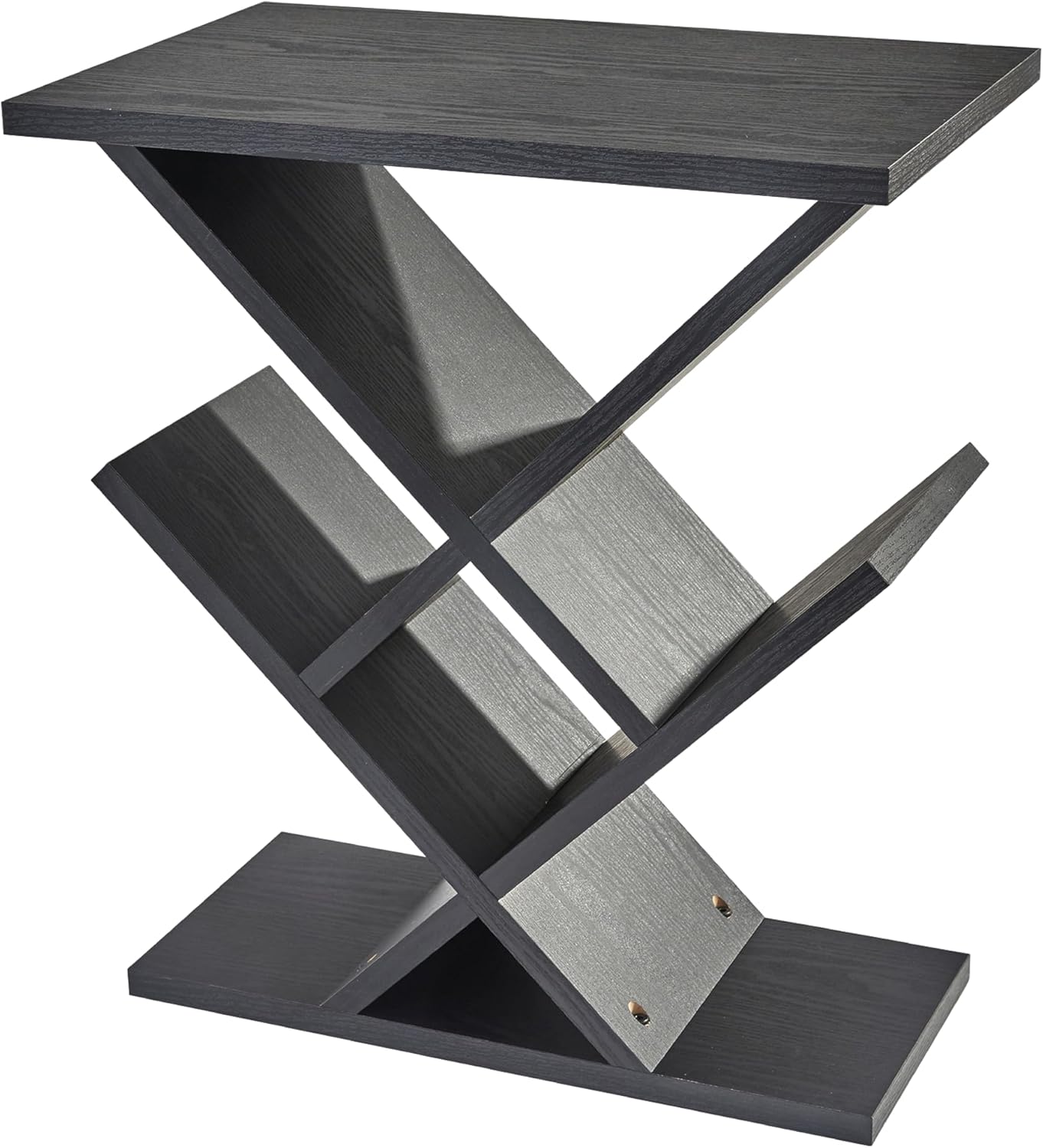 Adesso Zig-Zag Accent Table - Table Bookshelf - Storage Side Table. Home Furnishings and Decor , Black