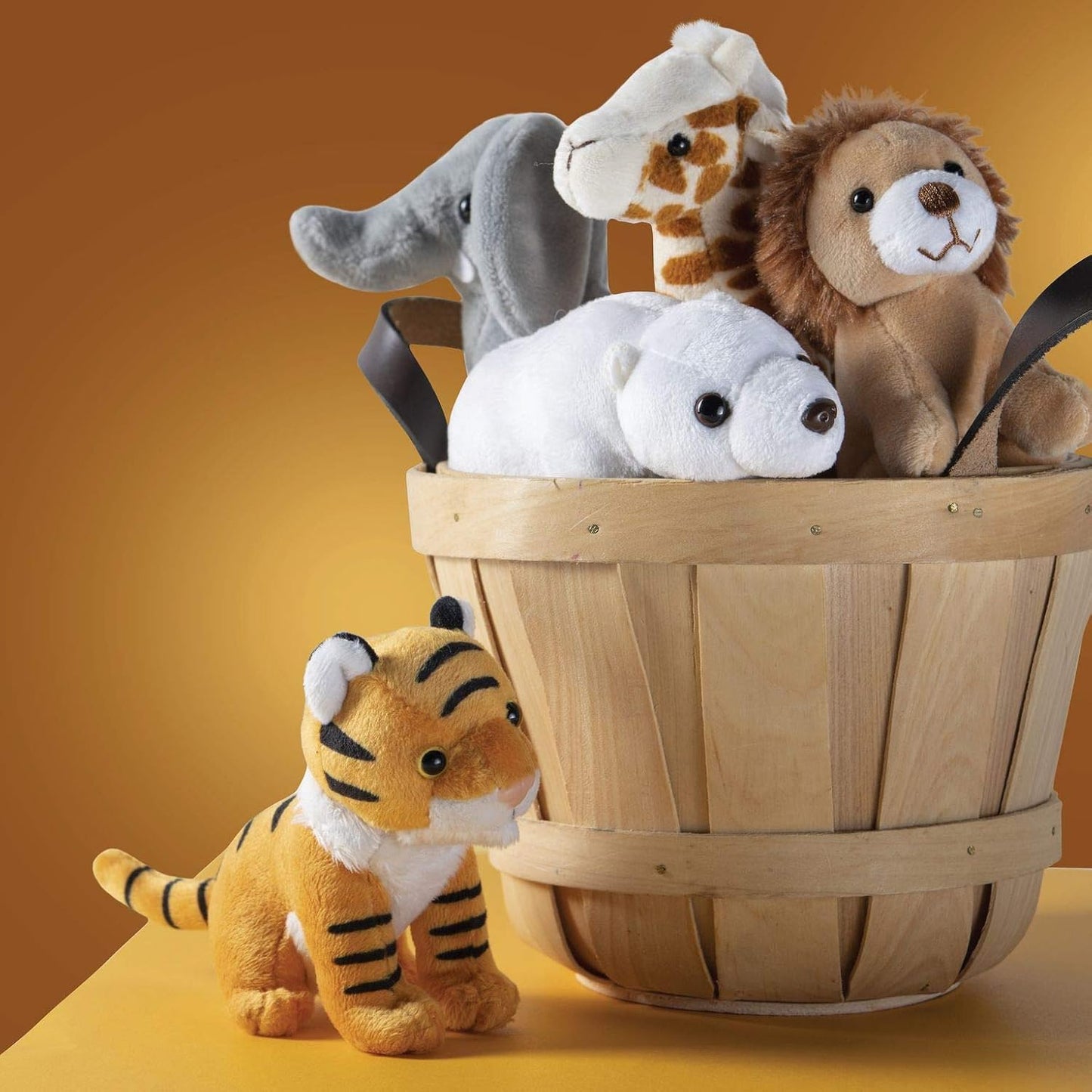 PREXTEX Safari Friends Stuffed Animal Gift Set - 5 Small Plush (Giraffe, Tiger, Lion, Polar Bear, Elephant) Zoo Animals - Machine Washable Stuffed Animals for Boys & Girls Ages 3-5+