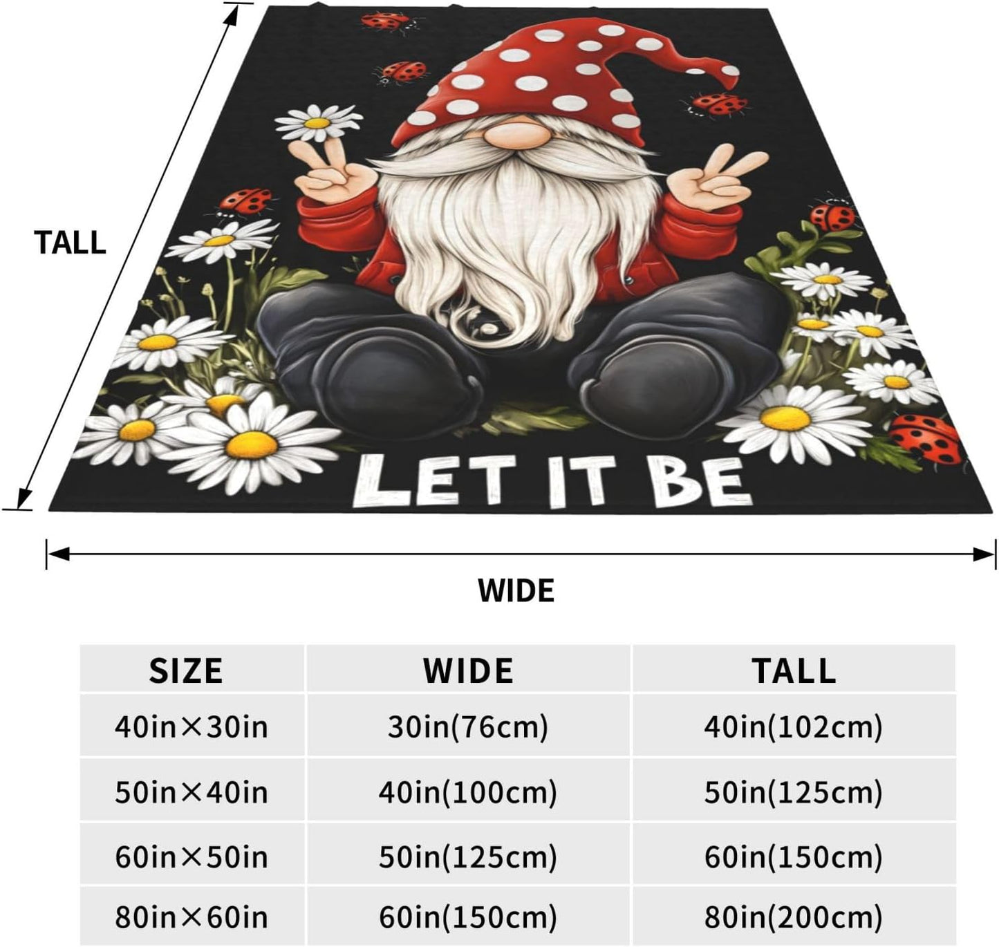 Gnomes Blanket Gifts for Women, Wife, Girls, Sister, Best Friend, Mom, Daughter - Flannel Daisy Red Throw Blanket for Bed, Living Room, Sofa, Traveling, Camping - Plush Decor 50x60in