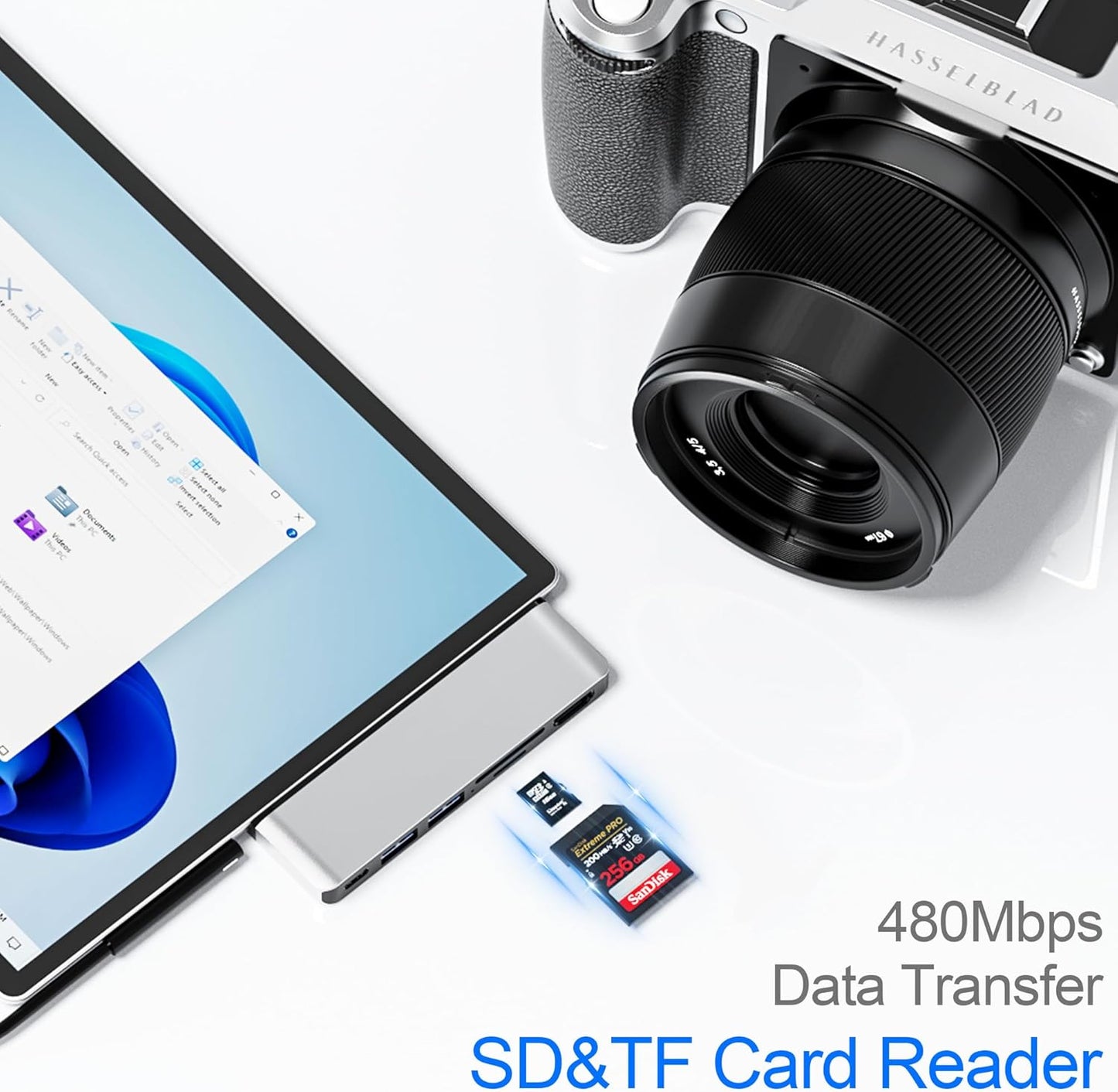 Surface Pro 7 Docking Station, Surface Pro 7 USB Hub with 4K HDMI+ USB C Audio & Data Transfer+ 2 USB 3.0 Ports+ TF/SD Card Slot, Surface Accessories Adapter for Surface Pro 7