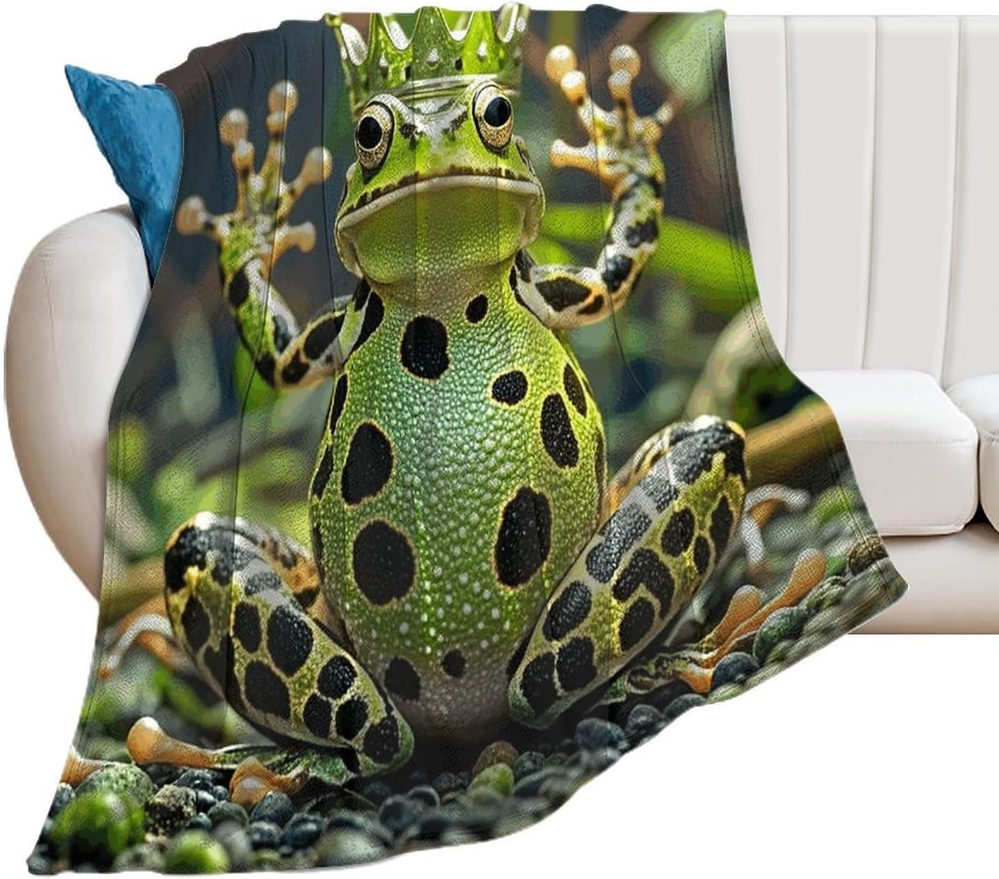 Crown Frog Blanket Super Soft Lightweight Throw Blanket Cute Cozy Warm Bed Blanket Decorative Fuzzy Blanket All-Season Home Decor Gift for Sofa Couch Living Room 30"*40"（76 * 100cm）