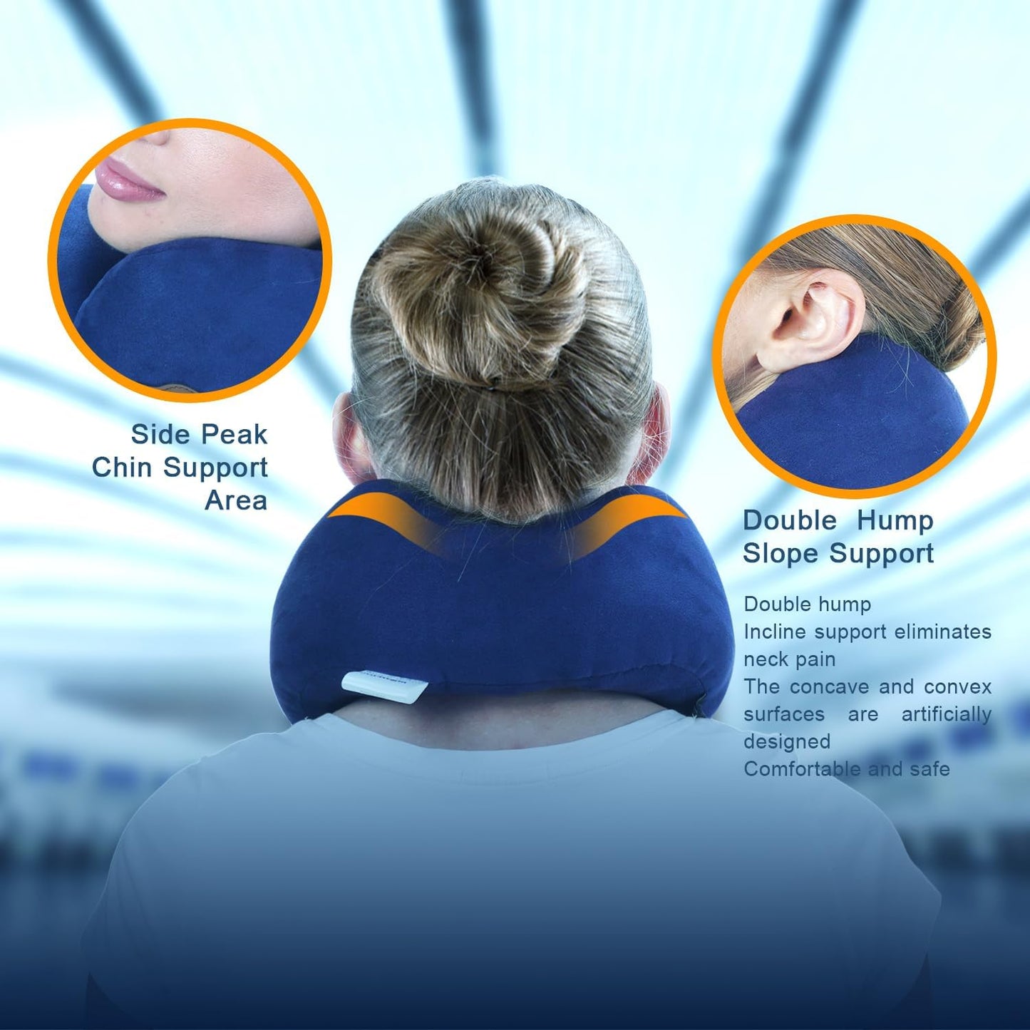 Head Support Travel Pillow - Comfortable, Breathable and Machine Washable. Suitable for Any Sitting Position Head, Neck and Chin Provide Effective Support. Adult