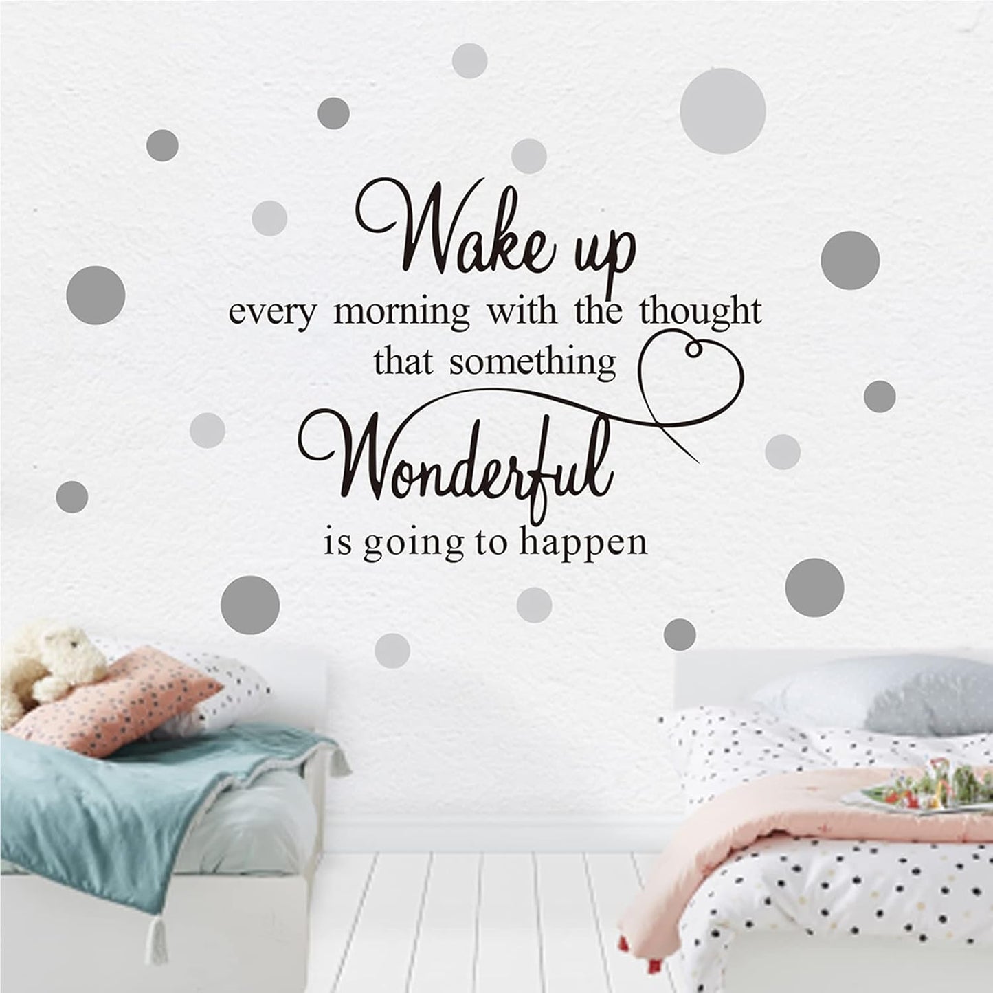 COKOYY Motivational Art Quotes Wall Decals, Inspirational Sayings Words with Dots, Vinyl Letters, Removable DIY Sign Wall Mural for Bedroom, Living Room, Home Decoration