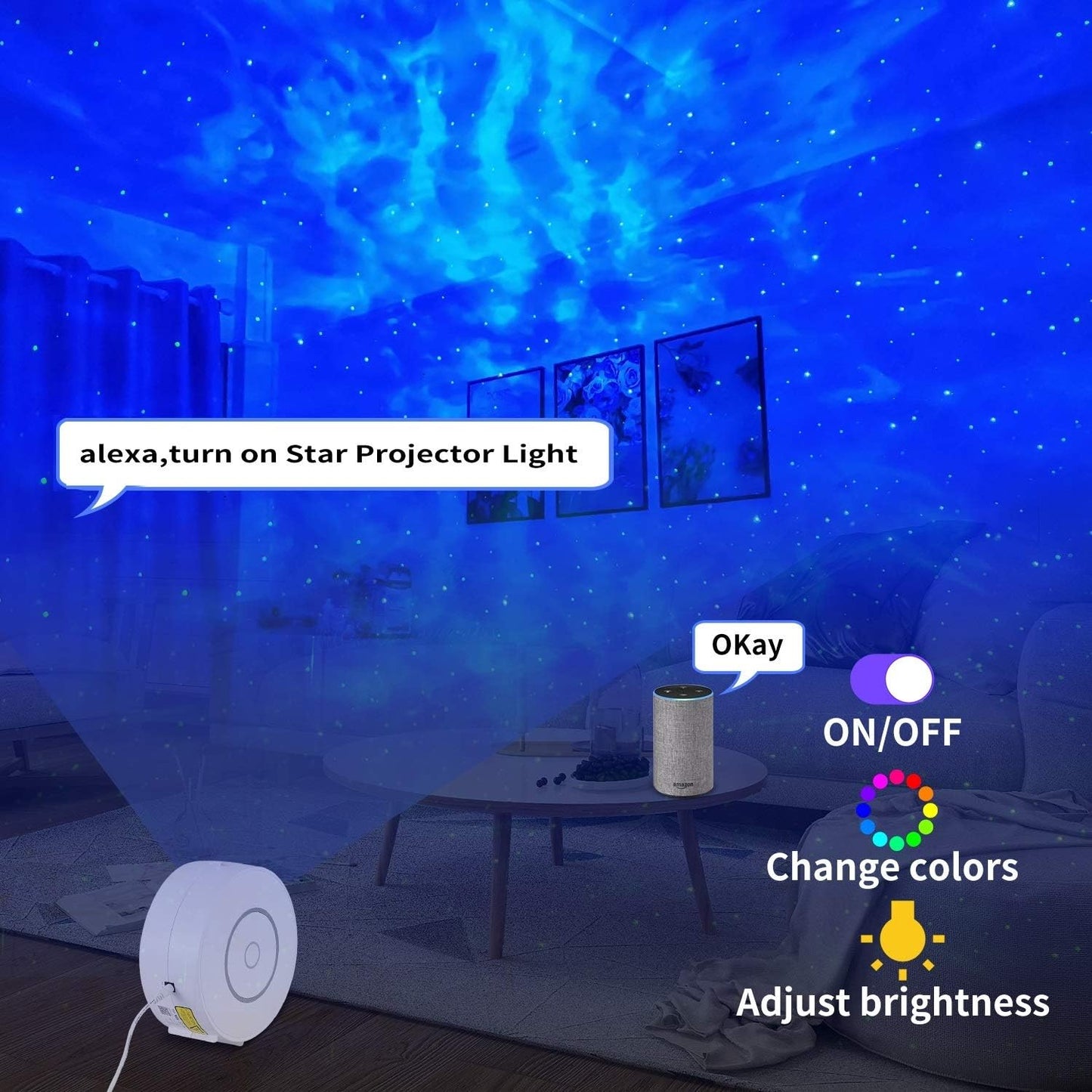 CHIGIH Smart Galaxy Projector, LED Starry Sky Night Light Star Projector, Nebula Ceiling Night Light App & Voice Controlled Northern Lights Projector for Room Bedroom Parties Decor Birthday Gifts