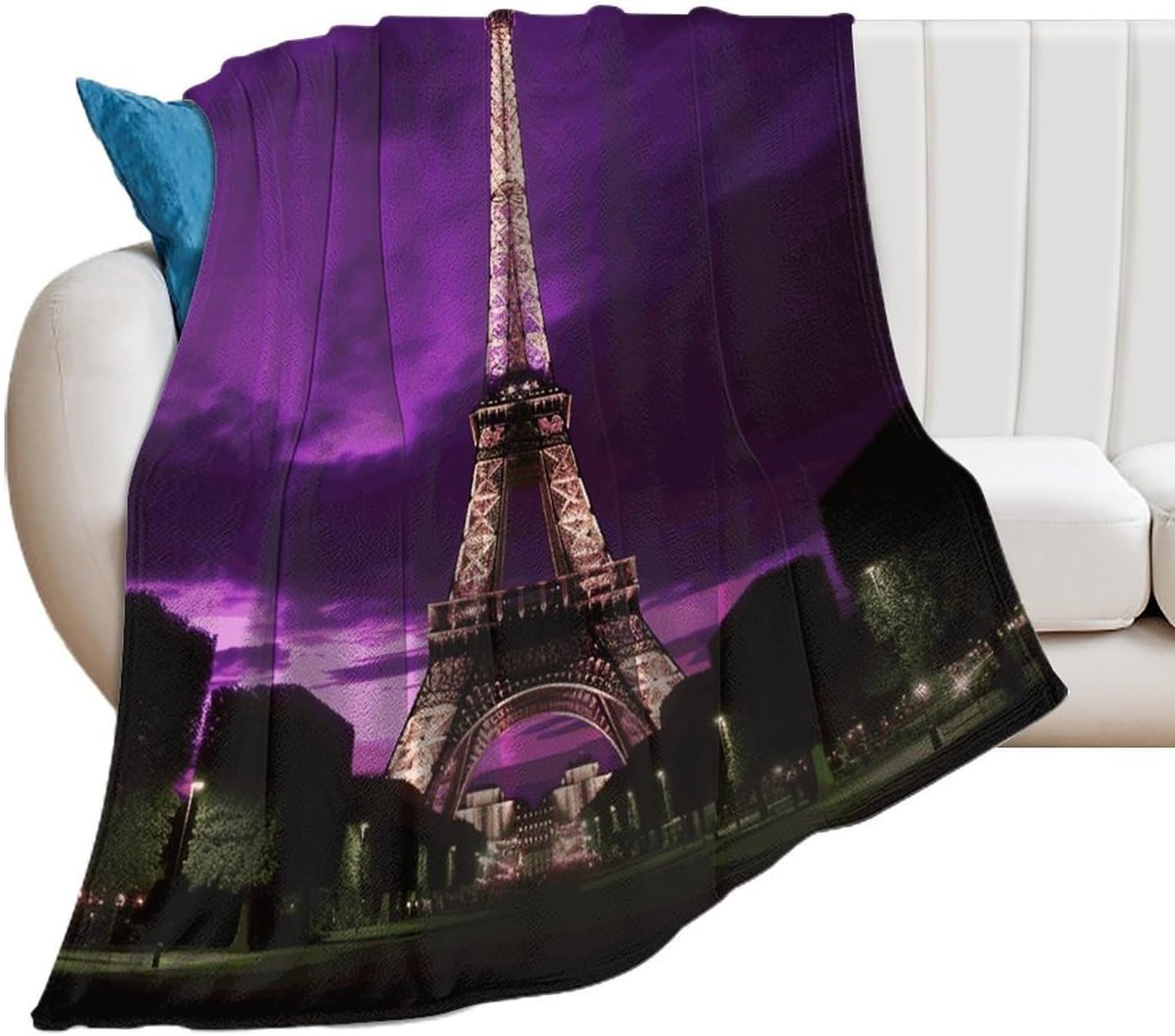 Purple Eiffel Tower Blanket Super Soft Lightweight Throw Blanket Cute Cozy Warm Bed Blanket Decorative Fuzzy Blanket All-Season Home Decor Gift for Sofa Couch Living Room 30"*40"（76 * 100cm）
