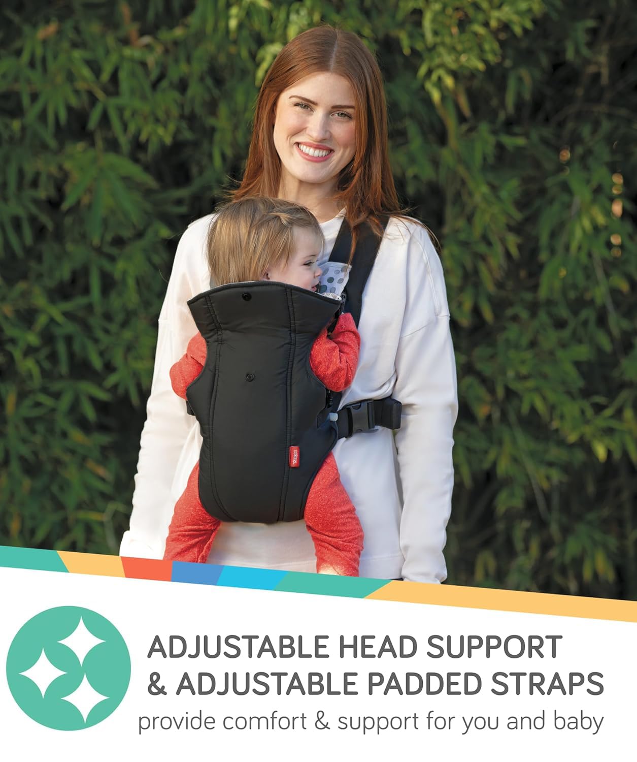 Nuby Classic Baby Carrier: Newborn to Toddler |Face-in and Face-Out Carrier | Black | Lightweight & Comfortable |Removeable Baby Drool Bib | 8-35 lb. (3.6-14 kg)