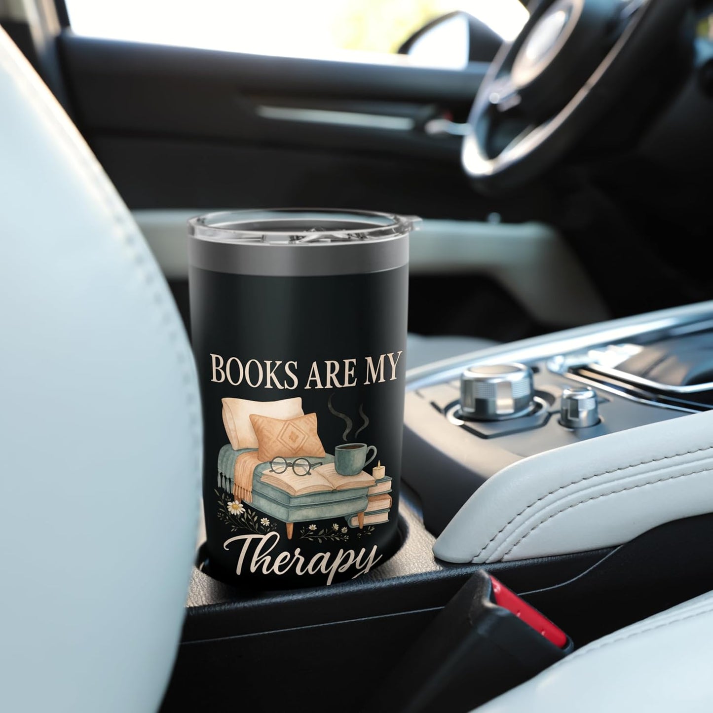 Books Are My Therapy Cozy Reading Nook Aesthetic Stainless Steel Insulated Tumbler