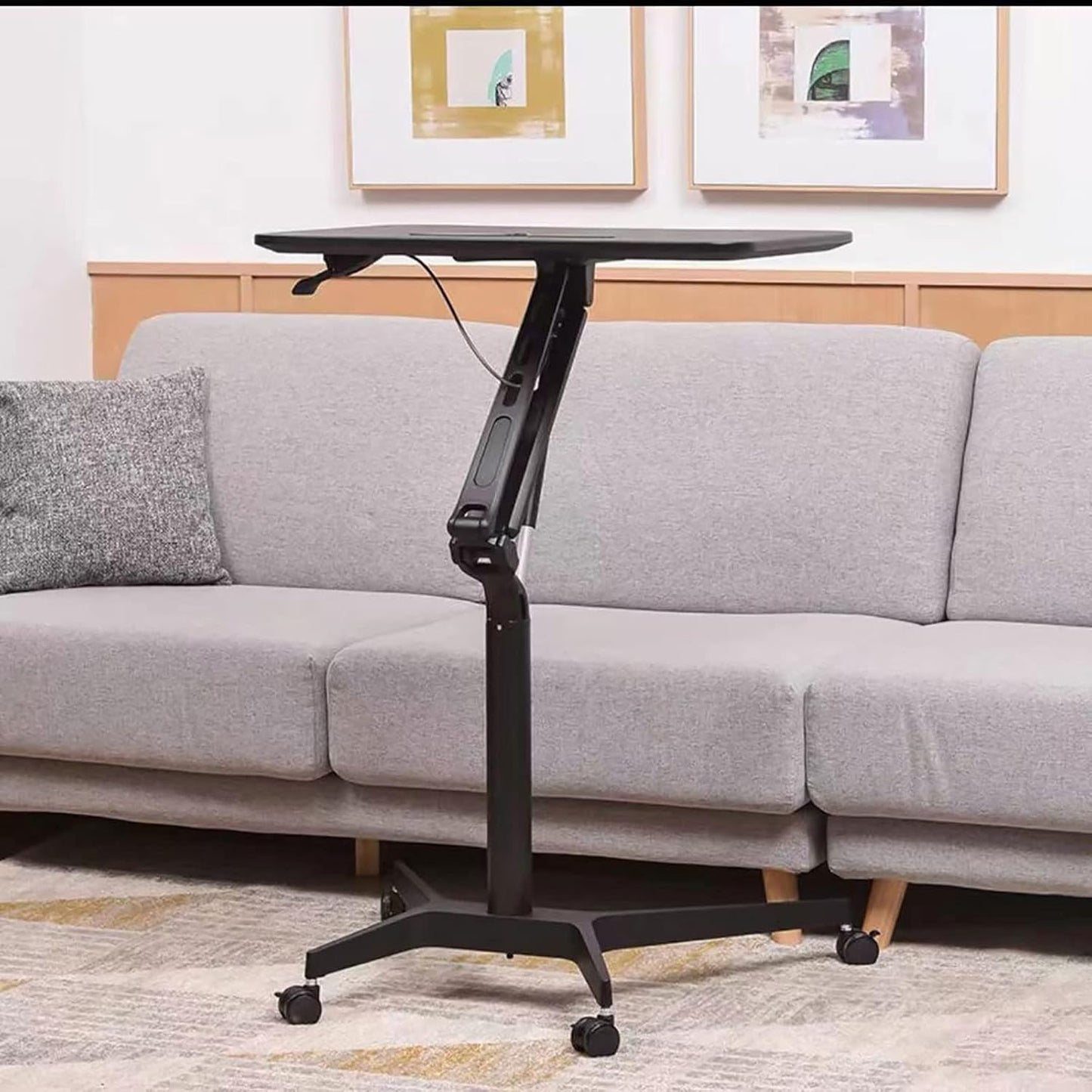 Side Table with Wheels, Mobile Overbed Computer Table Bed Adjustable Height Sofa End Table Hospital Nursing Table for Reading, Bedridden, Elderly