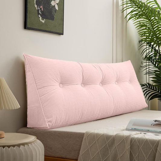 Reading Pillows in Bed Headboard Pillow Large, Wedge Headboard Twin XL, Wedge Headboard Backrest Pillows for Sitting Up Rest Triangle Bolster Cushion Daybed for Dorm (Pink, 40.7x15.7 inch)
