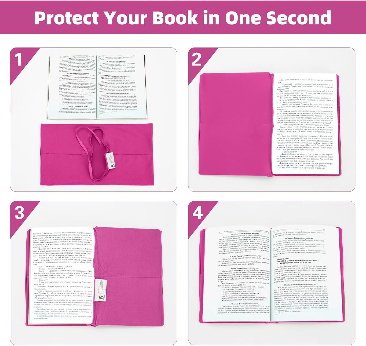KICNIC Jumbo Book Covers 7 Pack, Stretchable Book Sox 9 * 11 Inch Suitable for Most Hardcover Books, Up to 10 Inch x 12.5 Inch Protective Textbook Covers with Label Sticker