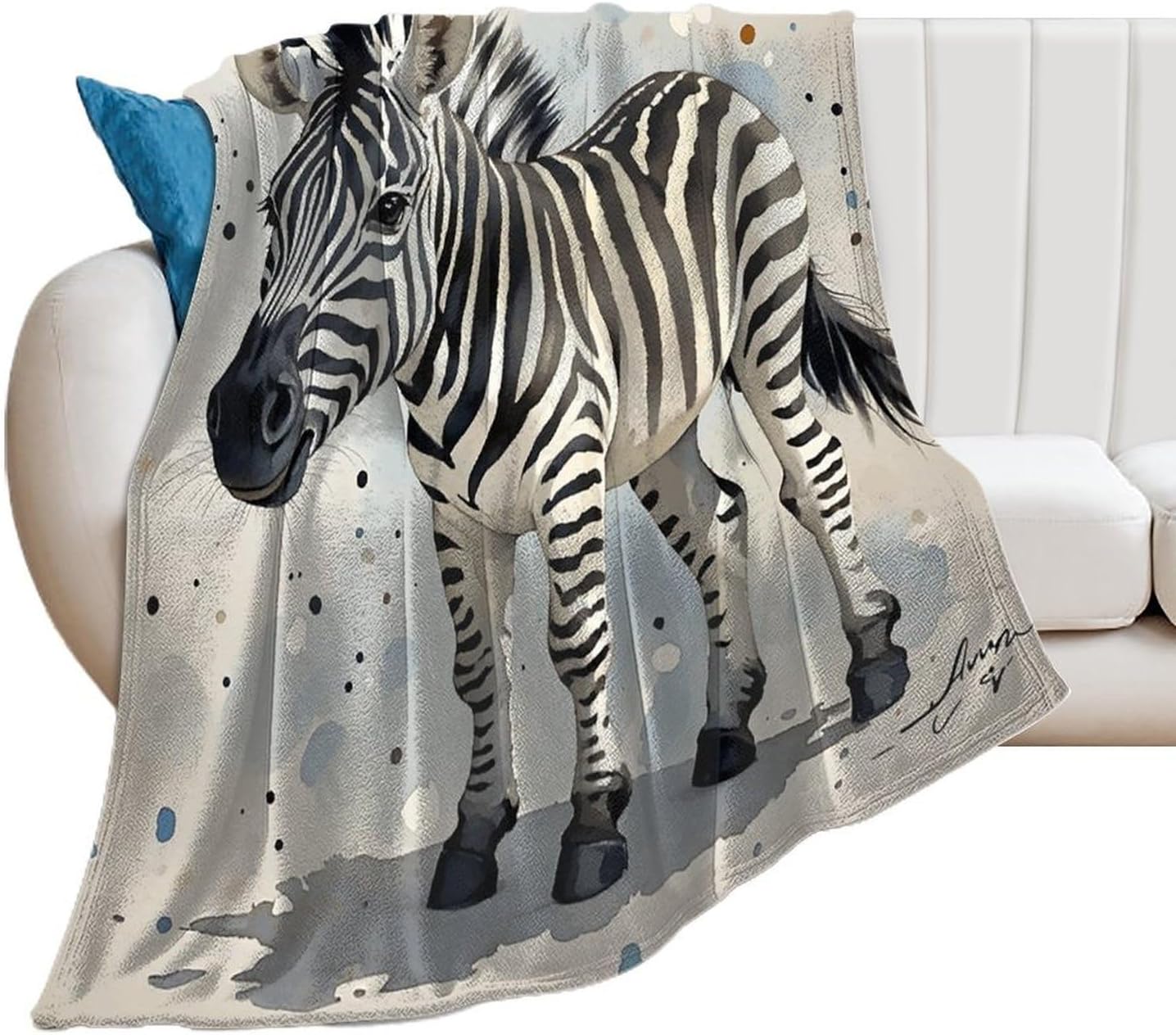 Cute Zebra Watercolor Blanket Super Soft Lightweight Throw Blanket Cute Cozy Warm Bed Blanket Decorative Fuzzy Blanket All-Season Home Decor Gift for Sofa Couch Living Room 60"*80"（150 * 200cm）