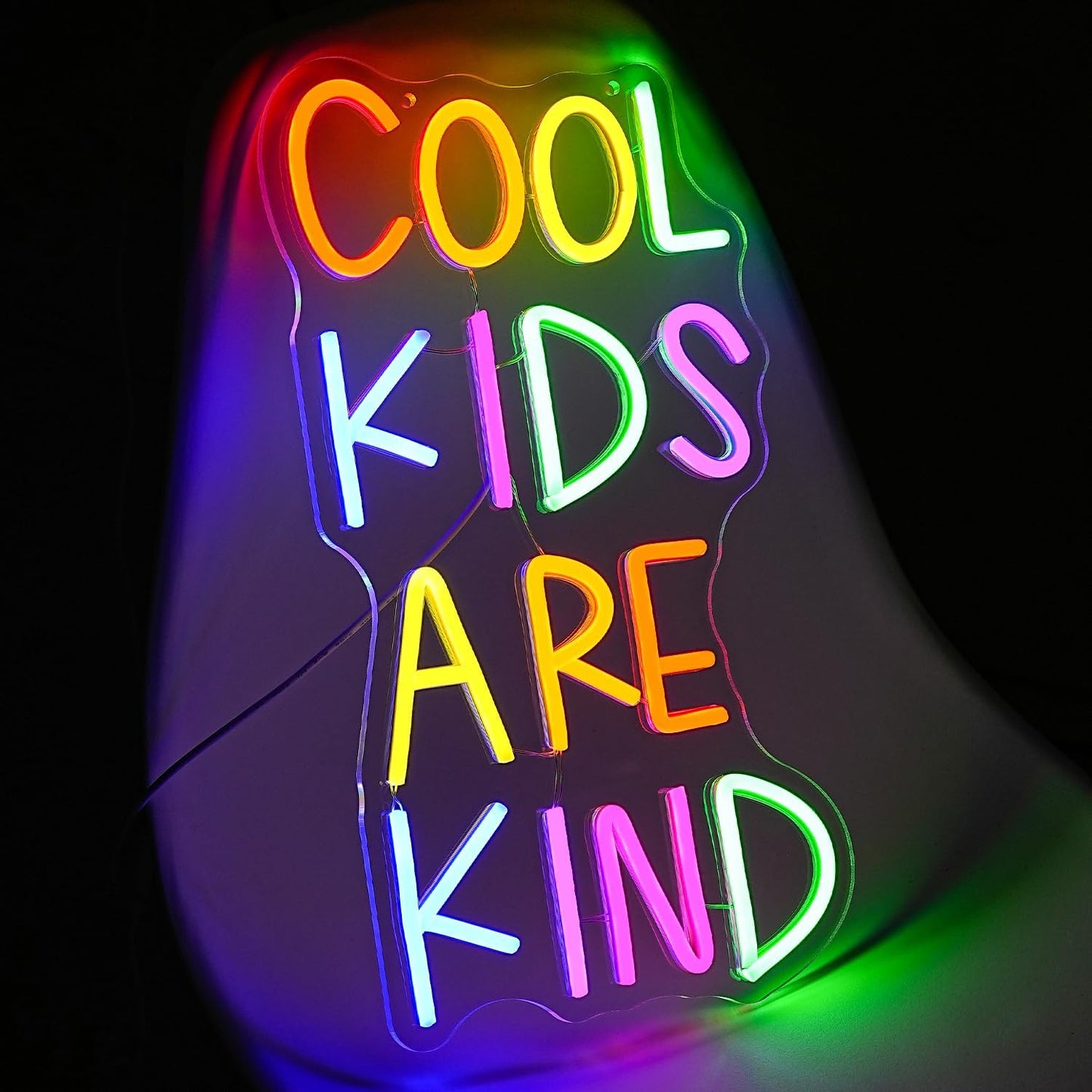 Cool Kids Are Kind Neon Sign for Classroom Colorful Letter Neon Lights Classroom Decor Reading Neon Light Sign for Bedroom Library Kids Room Study Room Decoration