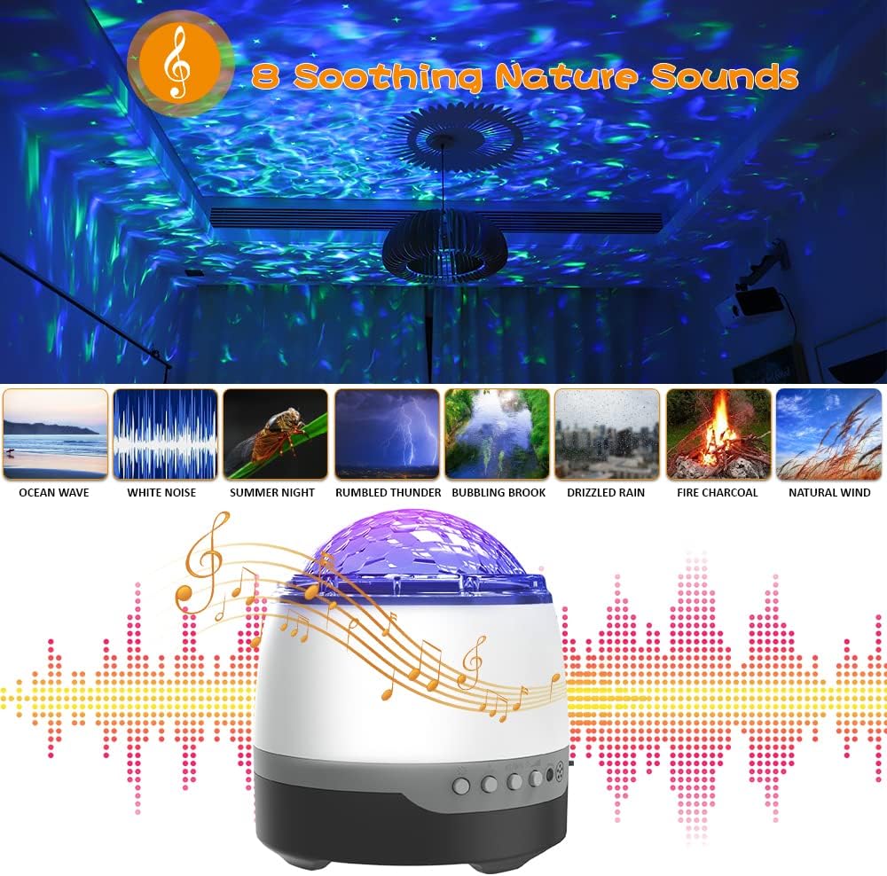 Galaxy Projector for Bedroom,Star Projector,Remote Control & White Noise Bluetooth Speaker,8 Soother Sounds,Timer,Galaxy Light Projector for Kids Room, Adults Home Theater, Party, Living Room Decor