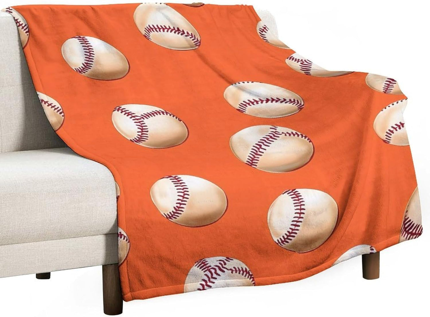 Baseball Pattern Throw Blanket for Couch Bed Plush Cozy Fuzzy Flannel Blanket for All Season 55"x70"