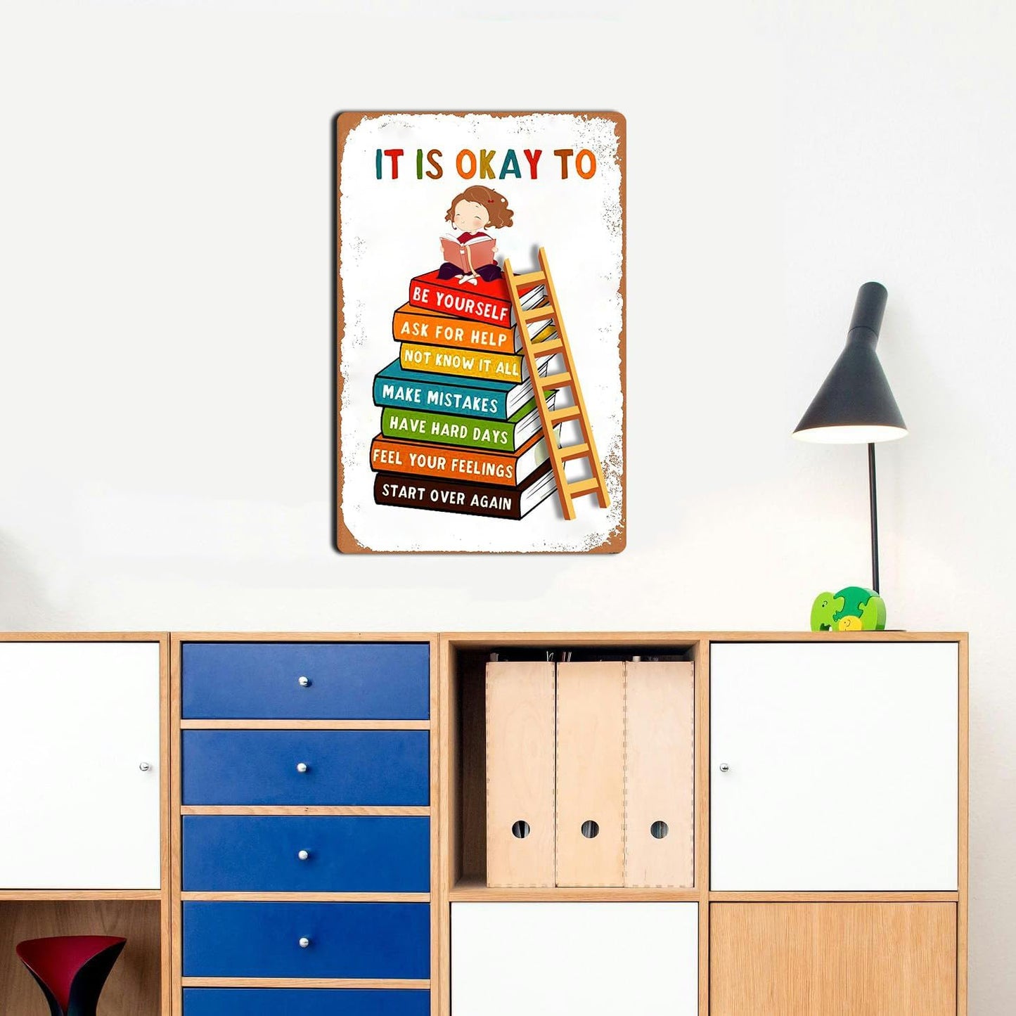 Inspirational Metal Signs: 8x12 inches, Modern Boho Style, For Classroom Decor, Promotes Reading, Wall Mount