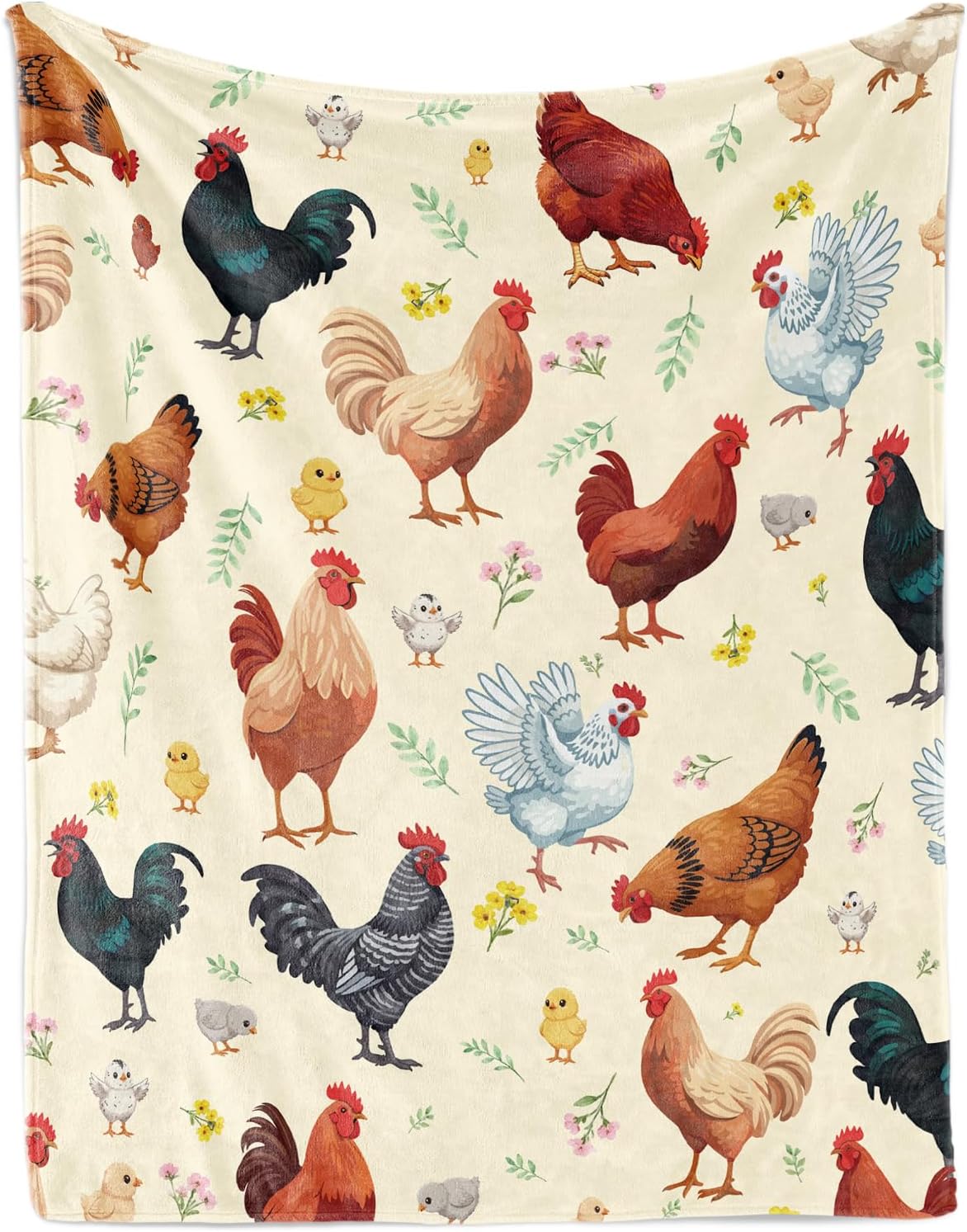 Cute Chicken Printed Blanket Present Chicken Soft Flannel Lightweight Throw Blanket for Kids Girls Boys Women Men Funny Colorful Rooster Blankets for Sofa Couch Bed Decor (50"x60")