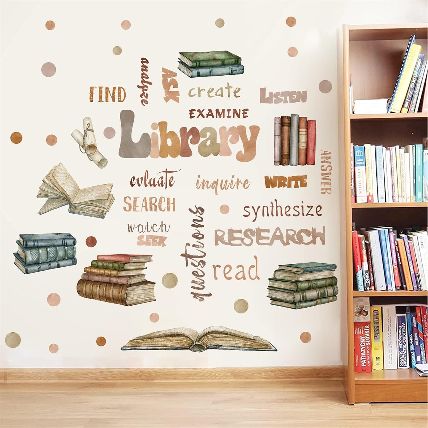 Library Quotes Wall Stickers Colorful Inspirational Wall Sticker Peel and Sticks Reading Books Wall Sticker for Reading Room Classroom School Positive Saying Wall Decals for Kids Bedroom Nursery Decor