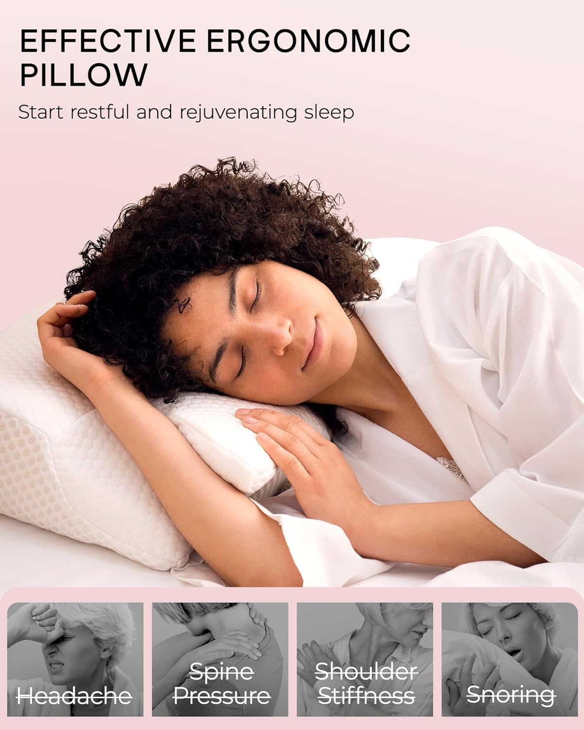 Elviros Cervical Memory Foam Pillows for Neck and Shoulder Pain, Neck Pillow for Sleeping, Side Sleeper Pillows for Adults, Ergonomic Orthopedic Sleeping for Back and Stomach Sleepers (Medium Firm)
